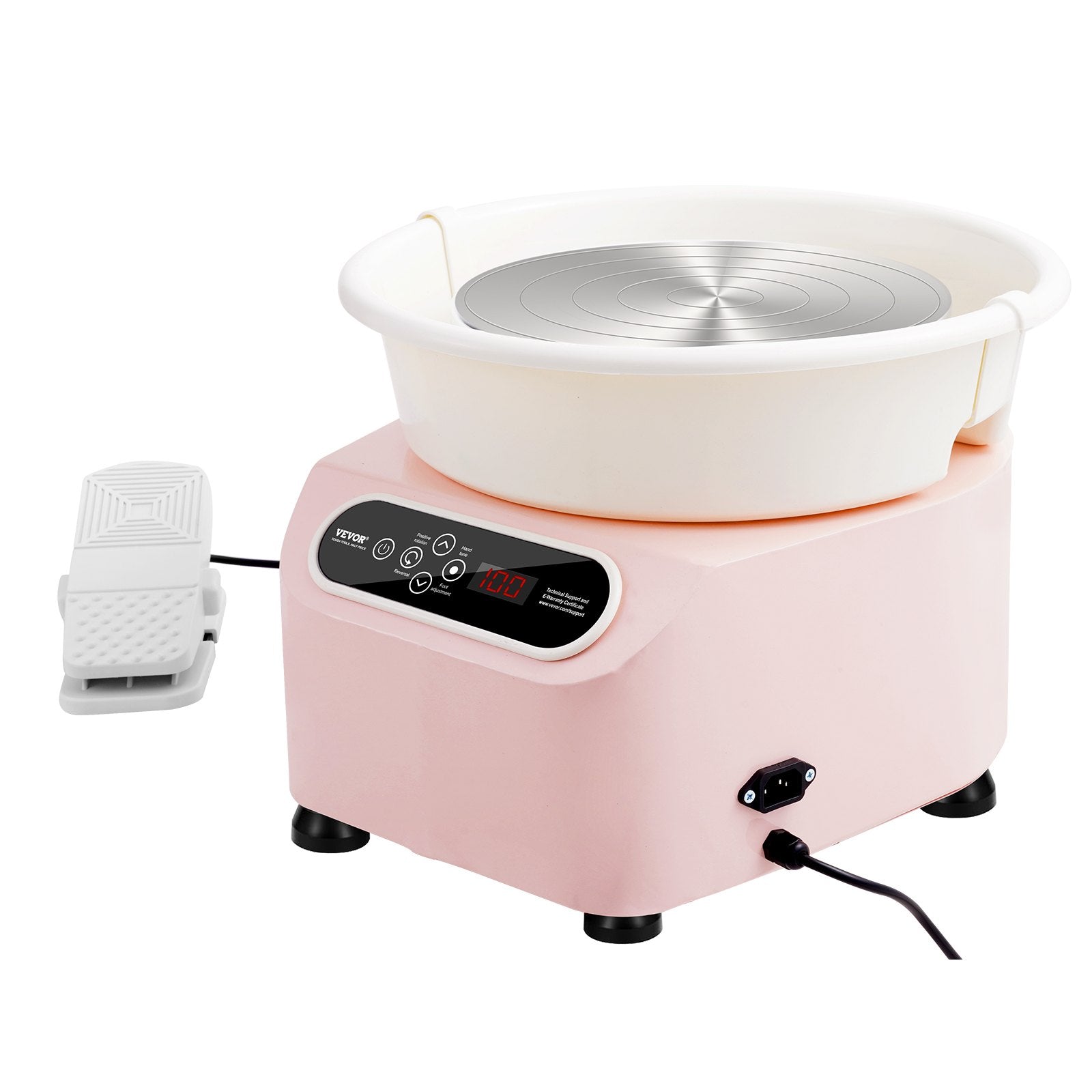 Pottery Wheel 10 Inch 350W Electric, Direct Drive with Foot Pedal LCD, Pink