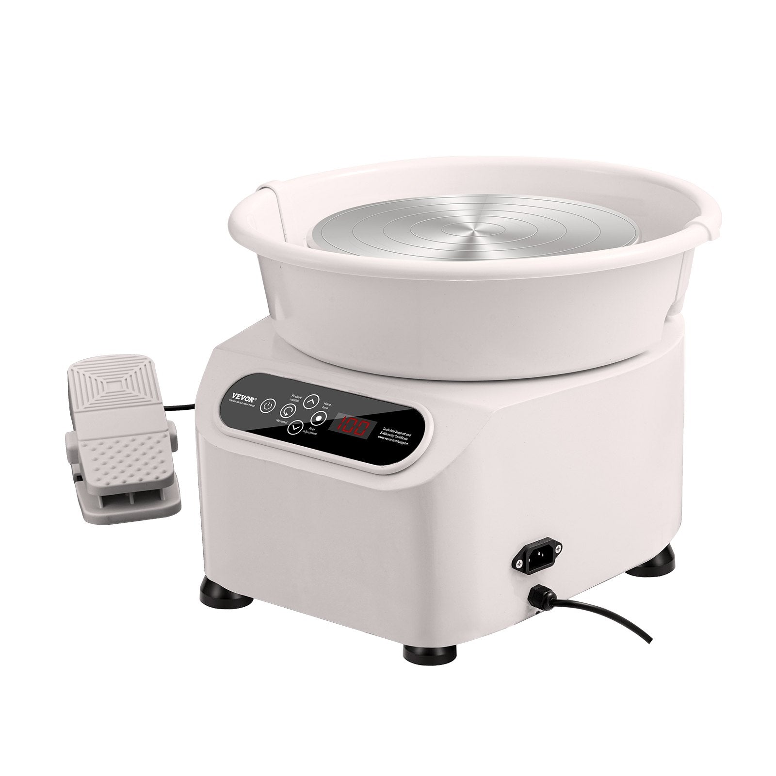 Pottery Wheel 10 Inch 350W Electric, Direct Drive with Foot Pedal LCD, White