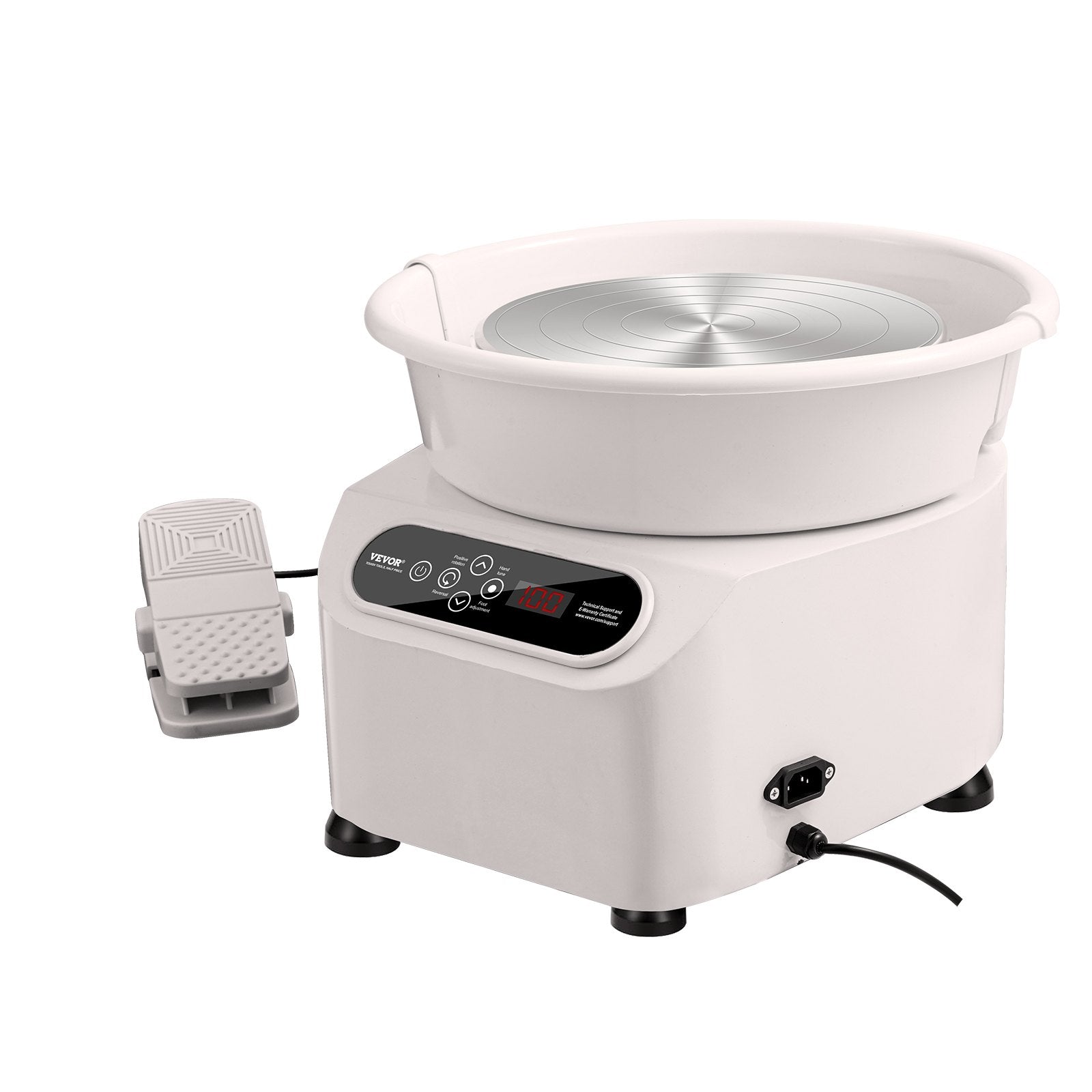 Pottery Wheel 11 Inch 350W Electric, Direct Drive with Foot Pedal LCD, White