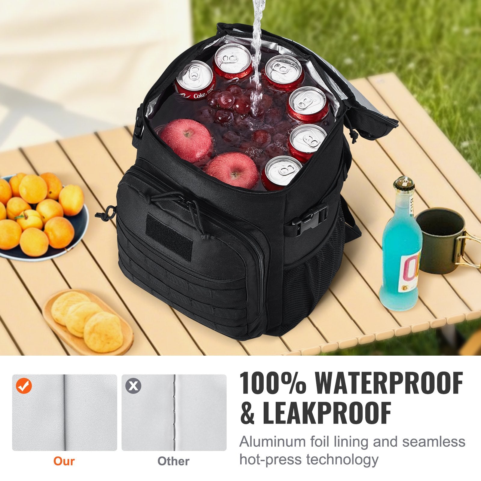 Cooler Bag, 25L Insulated Lunch Bag with Molle Design and Multi-Pocket
