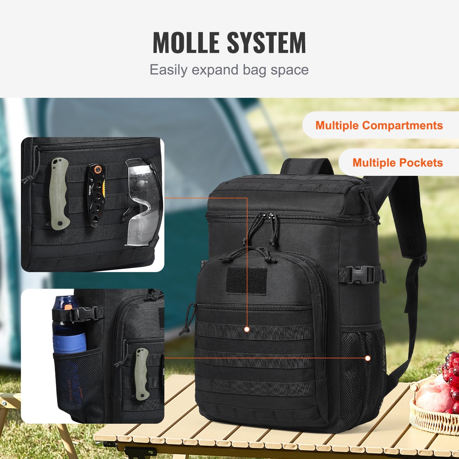 Cooler Bag, 25L Insulated Lunch Bag with Molle Design and Multi-Pocket