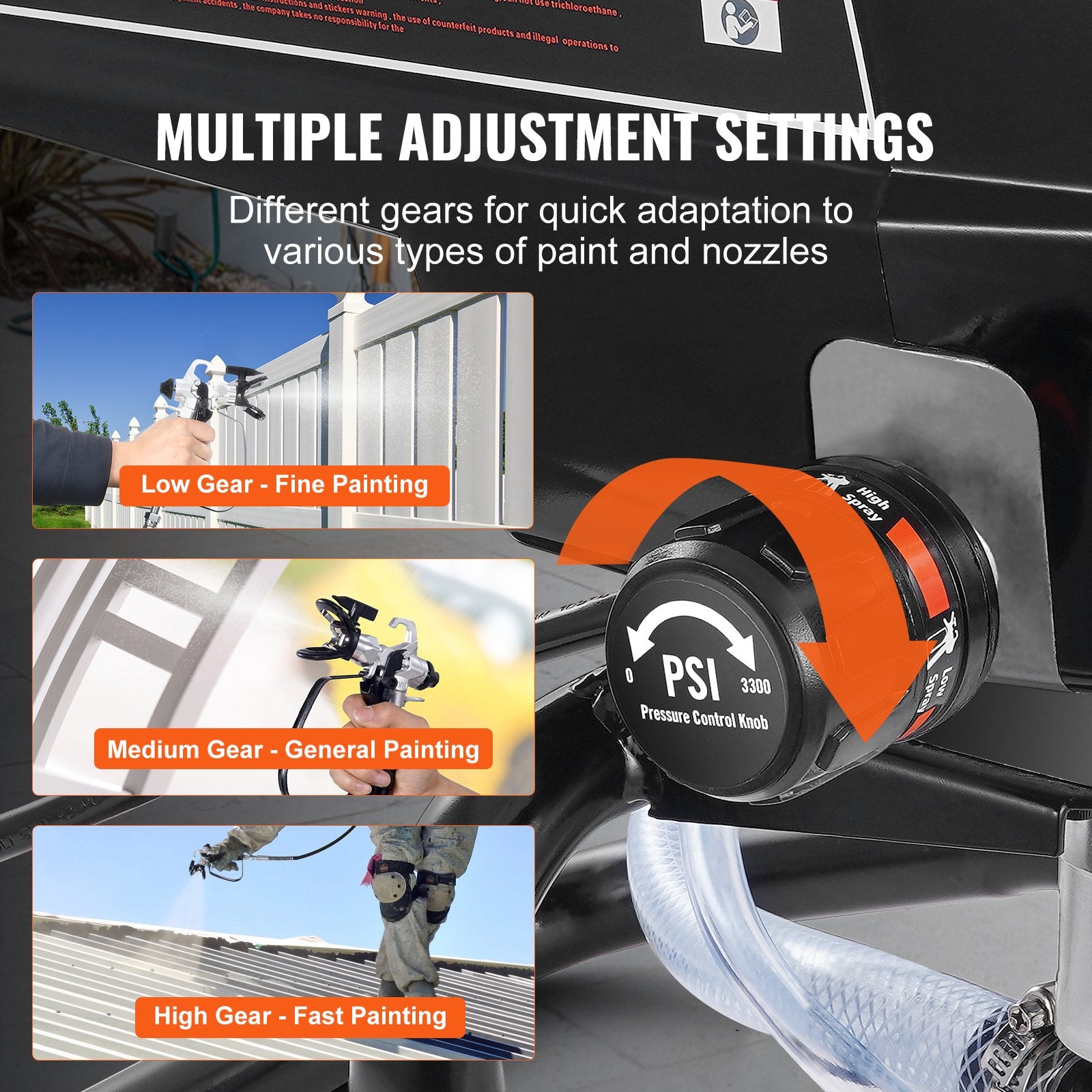 Stand Airless Paint Sprayer 950W 3000PSI High Efficiency Handheld Home Use