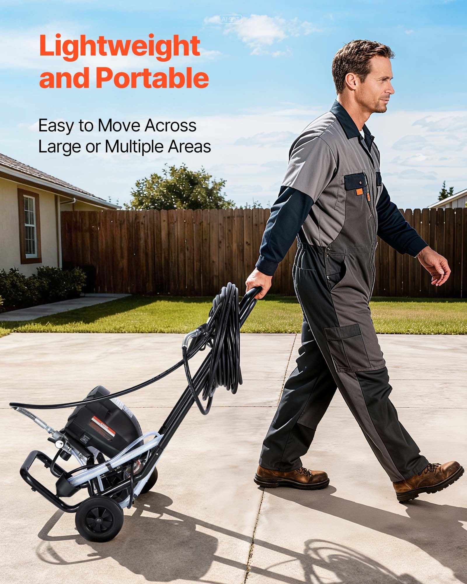 St& Airless Paint Sprayer 650W 3000PSI with Cart, Hose, Nozzles & Extension Rod