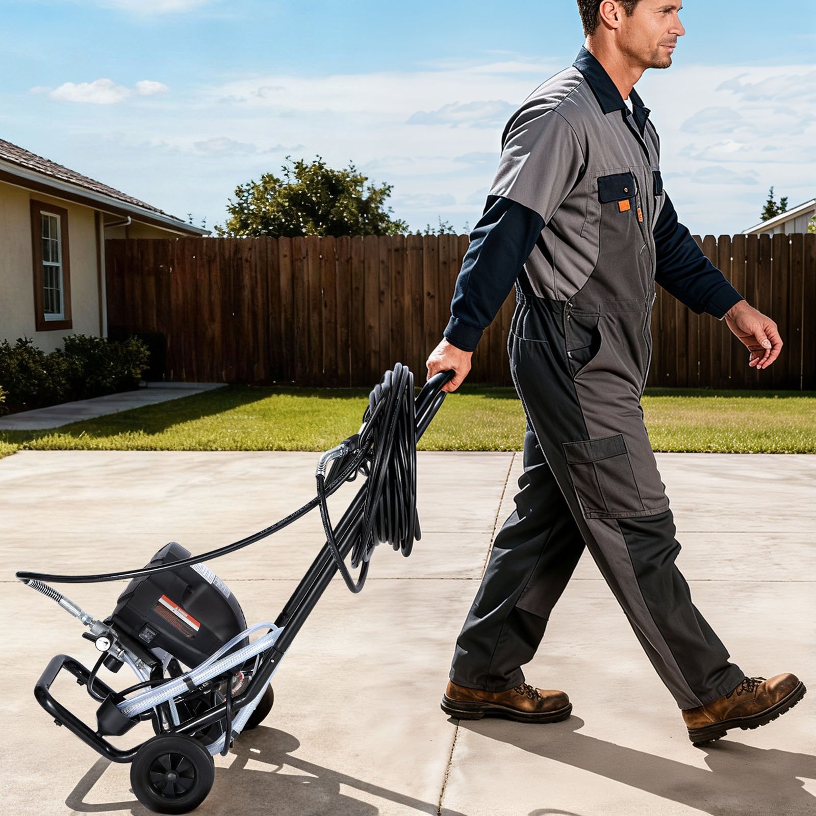 St& Airless Paint Sprayer 650W 3000PSI with Cart, Hose, Nozzles & Extension Rod