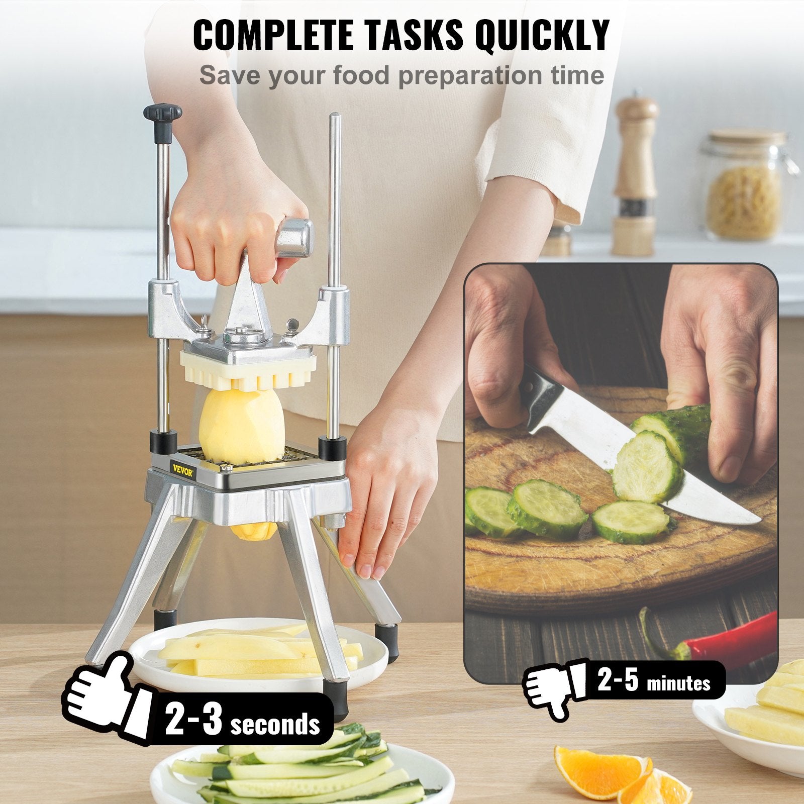 Commercial Vegetable Fruit Chopper 1/4" Blade Heavy-Duty Stainless Steel Cutter