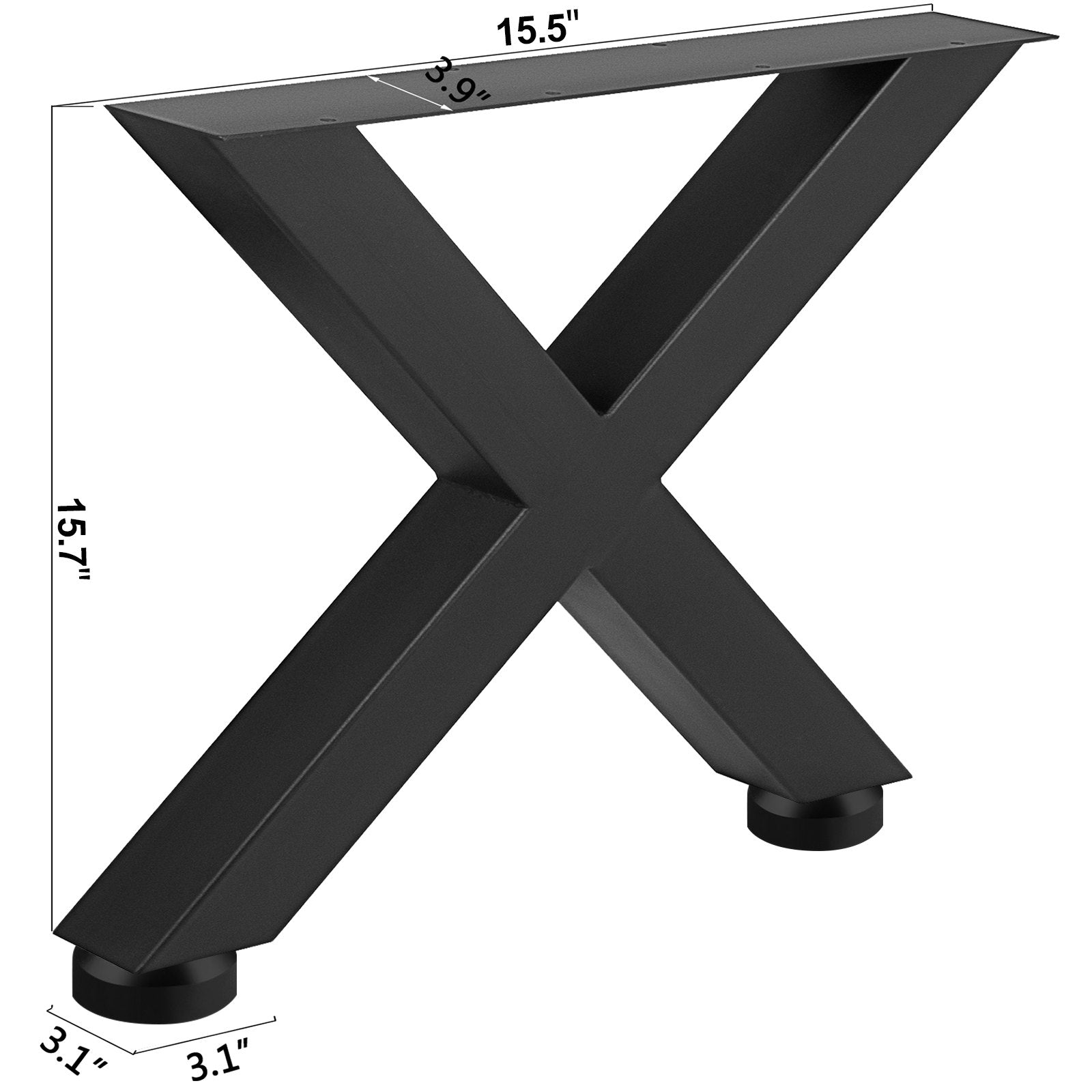 Steel Table Legs Set of 2, 16x15x3.1 Inch Black Heavy Duty X Frame Dining Legs
