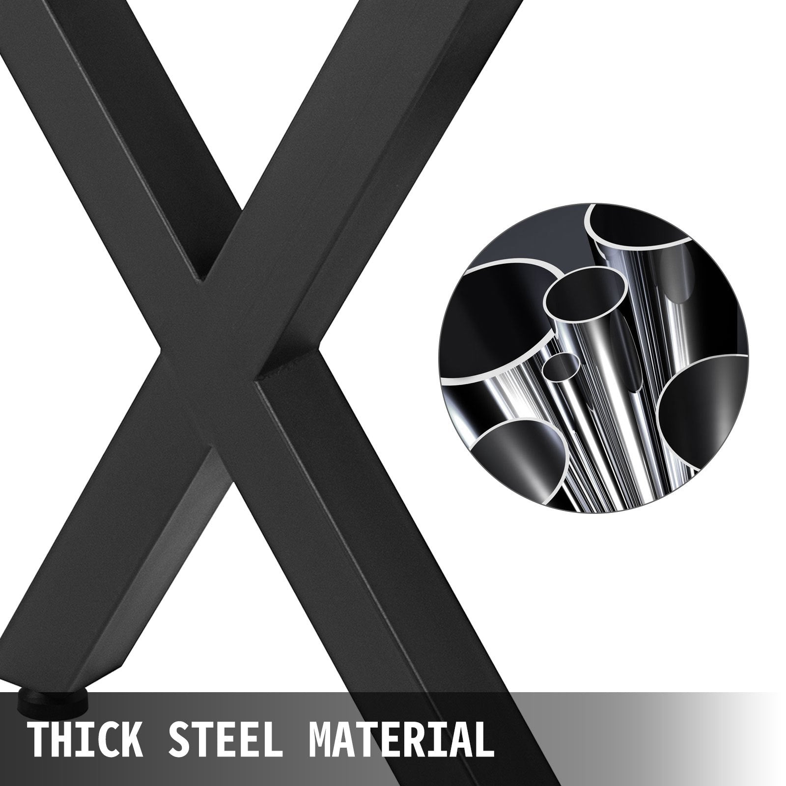Steel Table Legs Set of 2 72x79cm Heavy Duty 7.9cm Square X-Frame Industrial