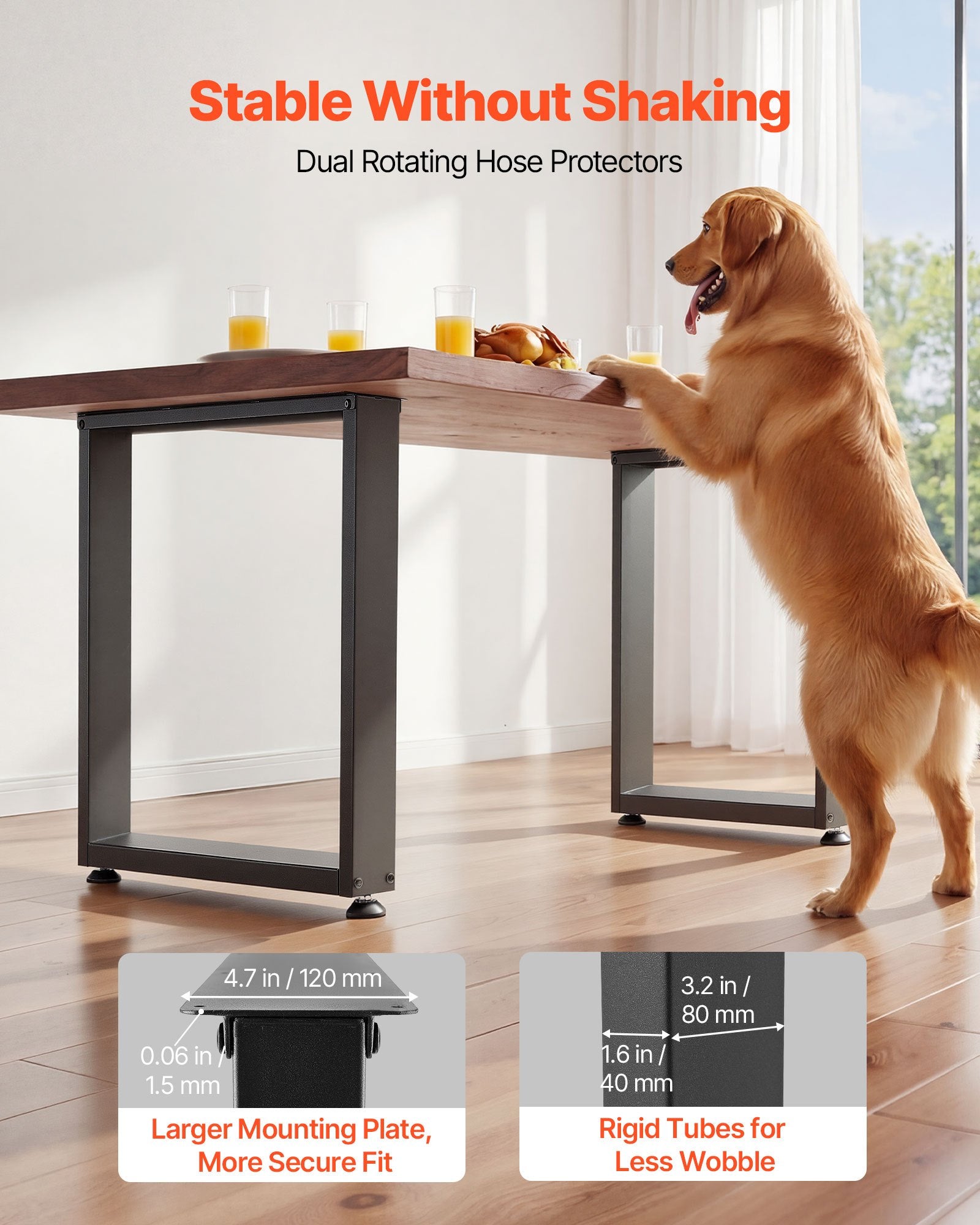 Table Legs 750x900mm Square Steel Heavy Duty 1000kg Set of 2 Black Office Desk