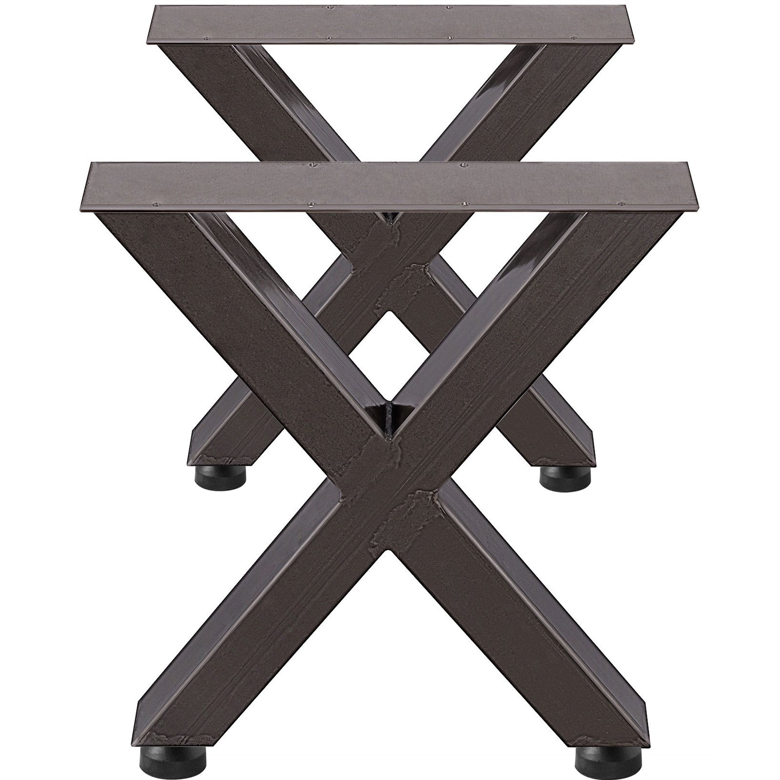 Iron Table Legs Set of 2 28"x24" Heavy Duty Square Box X Frame Black Metal