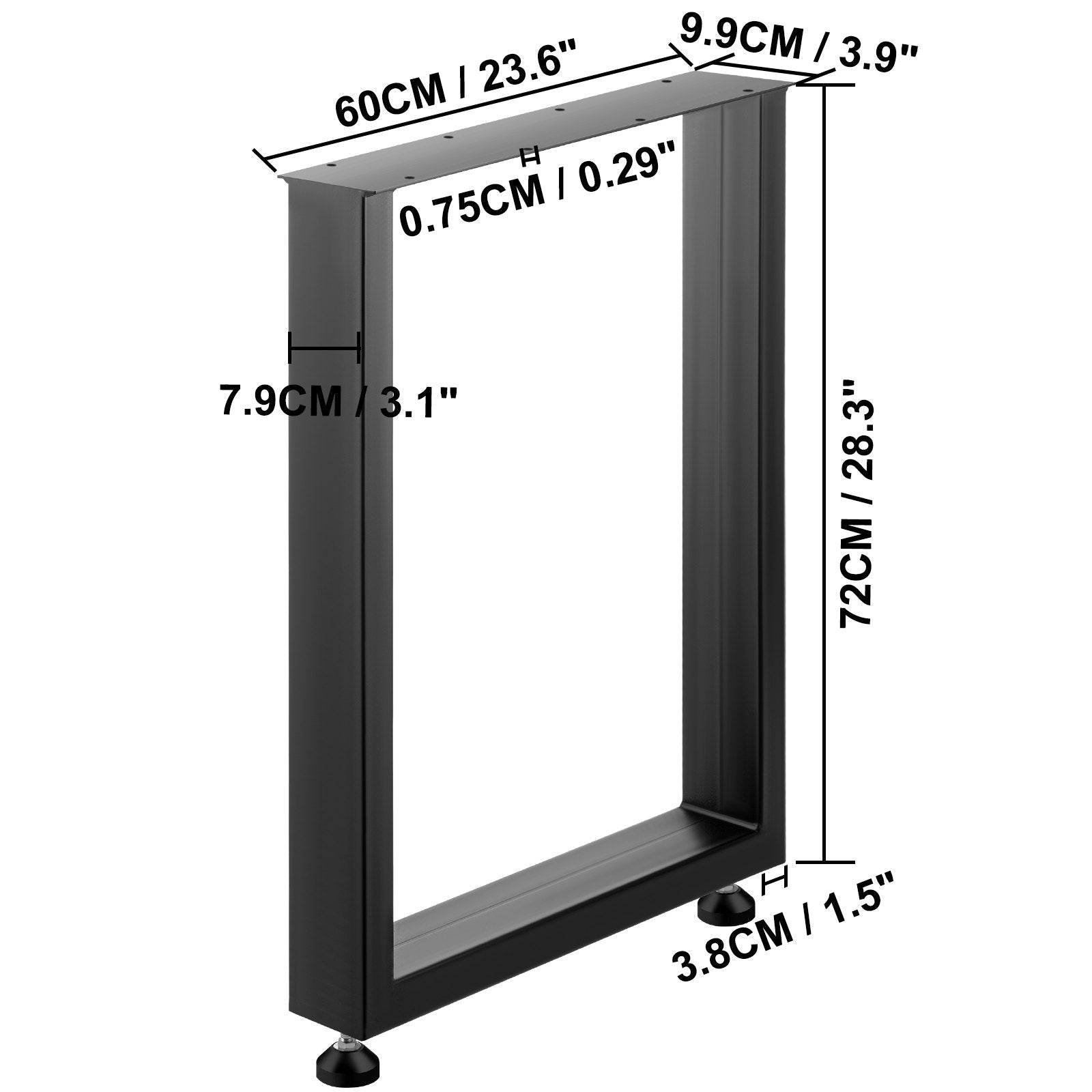 Metal Table Legs Set of 2 28x23 Steel Dining Office Computer Desk Bench Legs