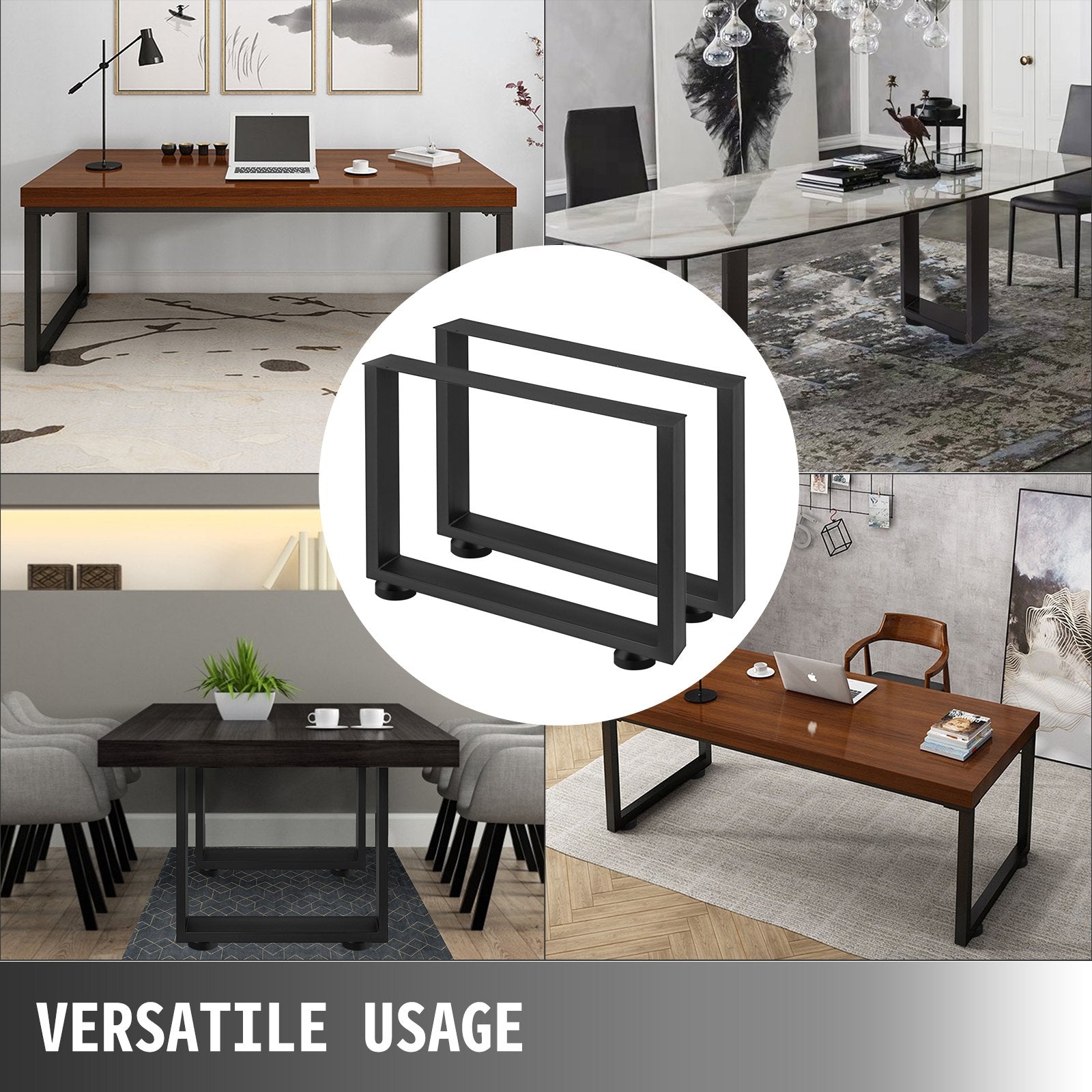 Metal Table Legs Set of 2 31x23 Steel Dining Office Computer Desk Bench Legs