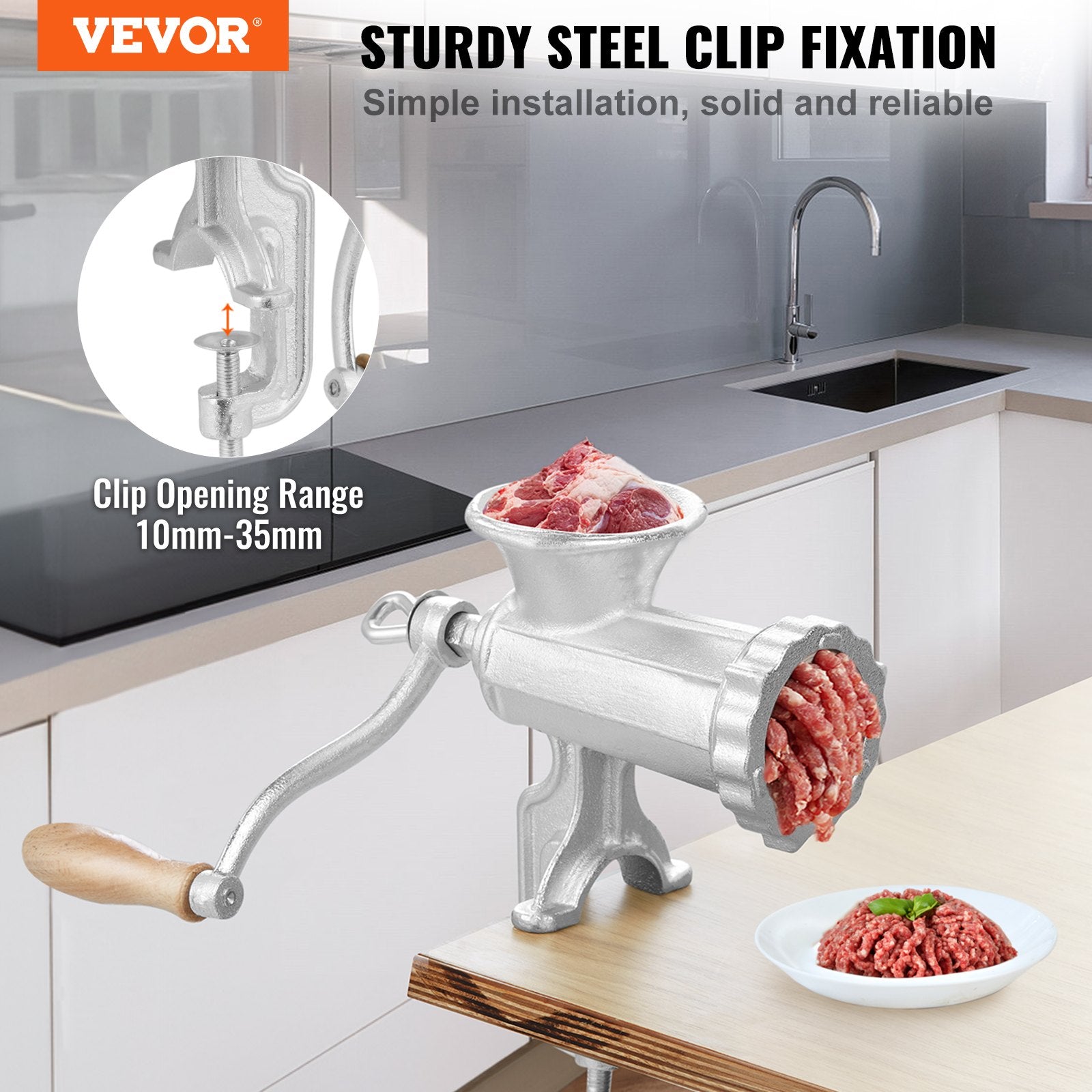 Manual Meat Grinder Heavy Duty Cast Iron with Steel Table Clamp