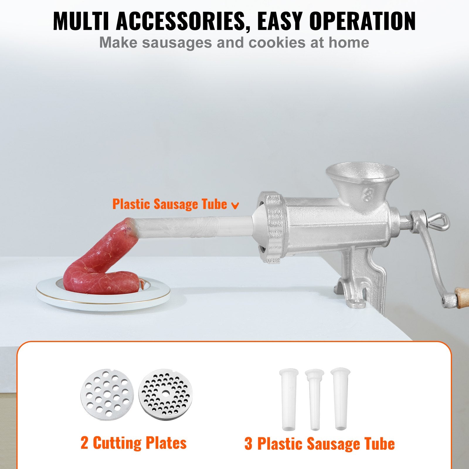 Manual Meat Grinder Heavy Duty Cast Iron with Steel Table Clamp