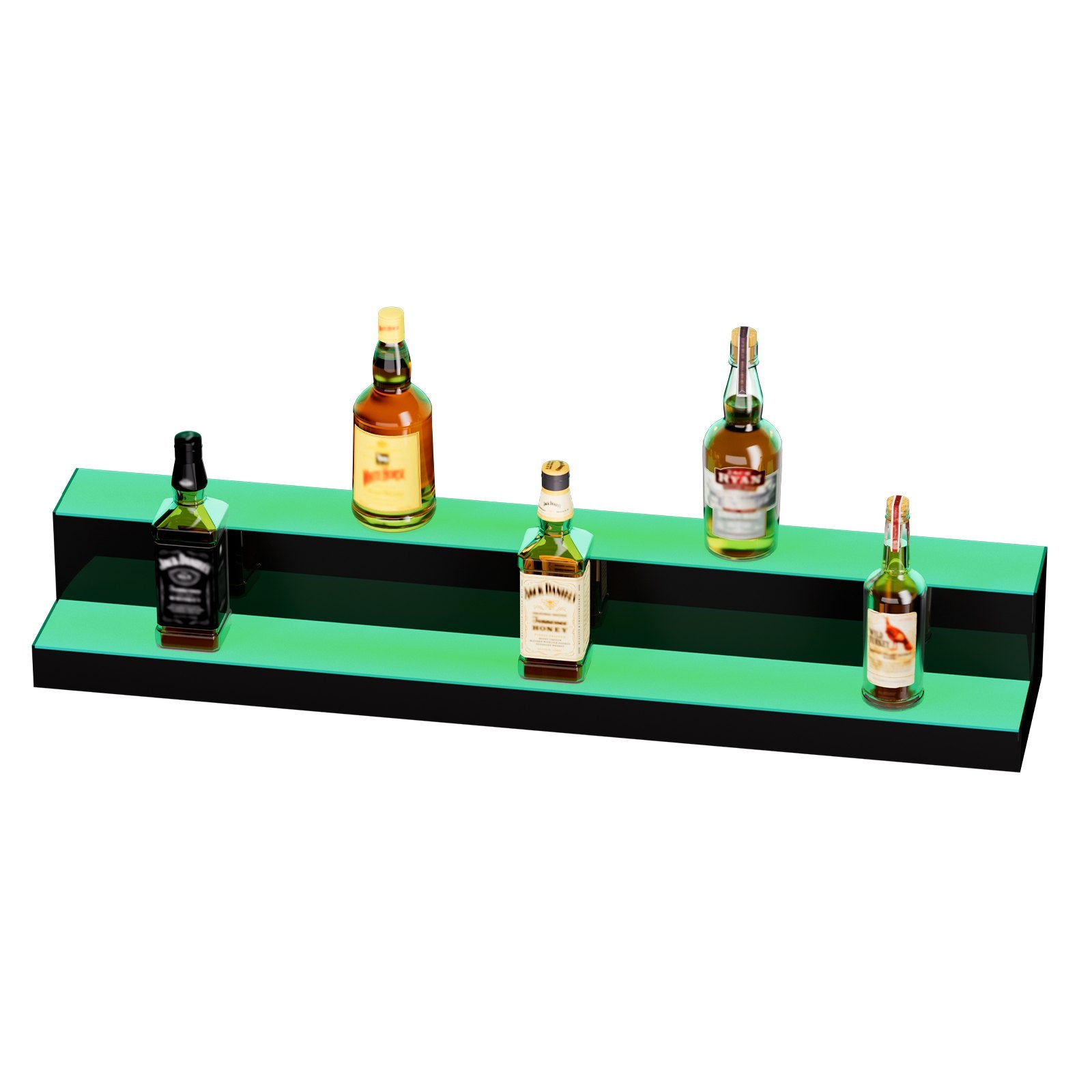 LED Lighted Liquor Bottle Display 2-Tier 40in Acrylic Bar Shelf Multicolor