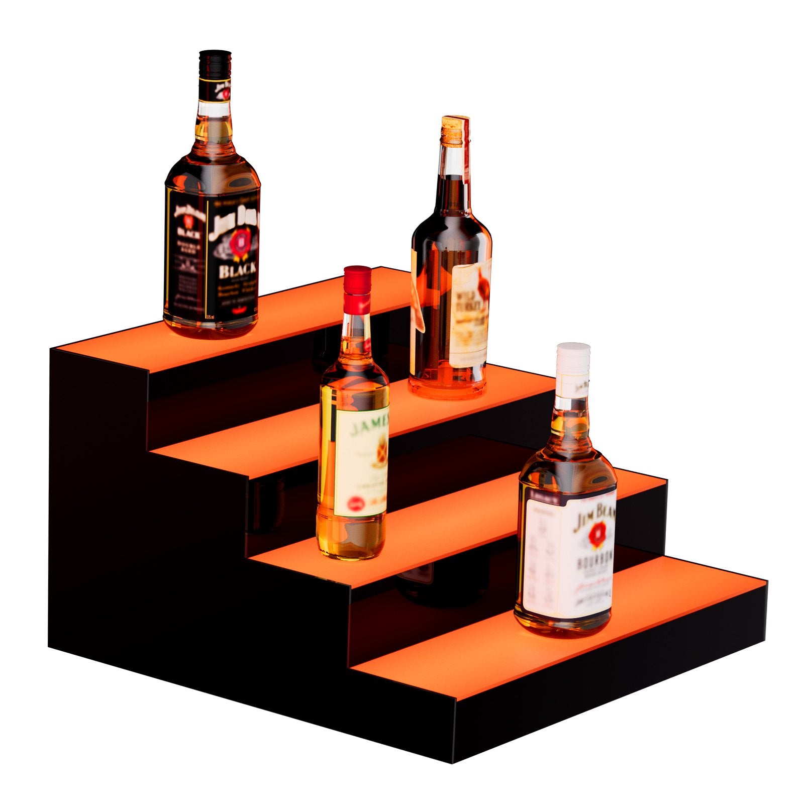 LED Lighted Liquor Bottle Display 4-Tier 16in Acrylic Bar Shelf Multicolor