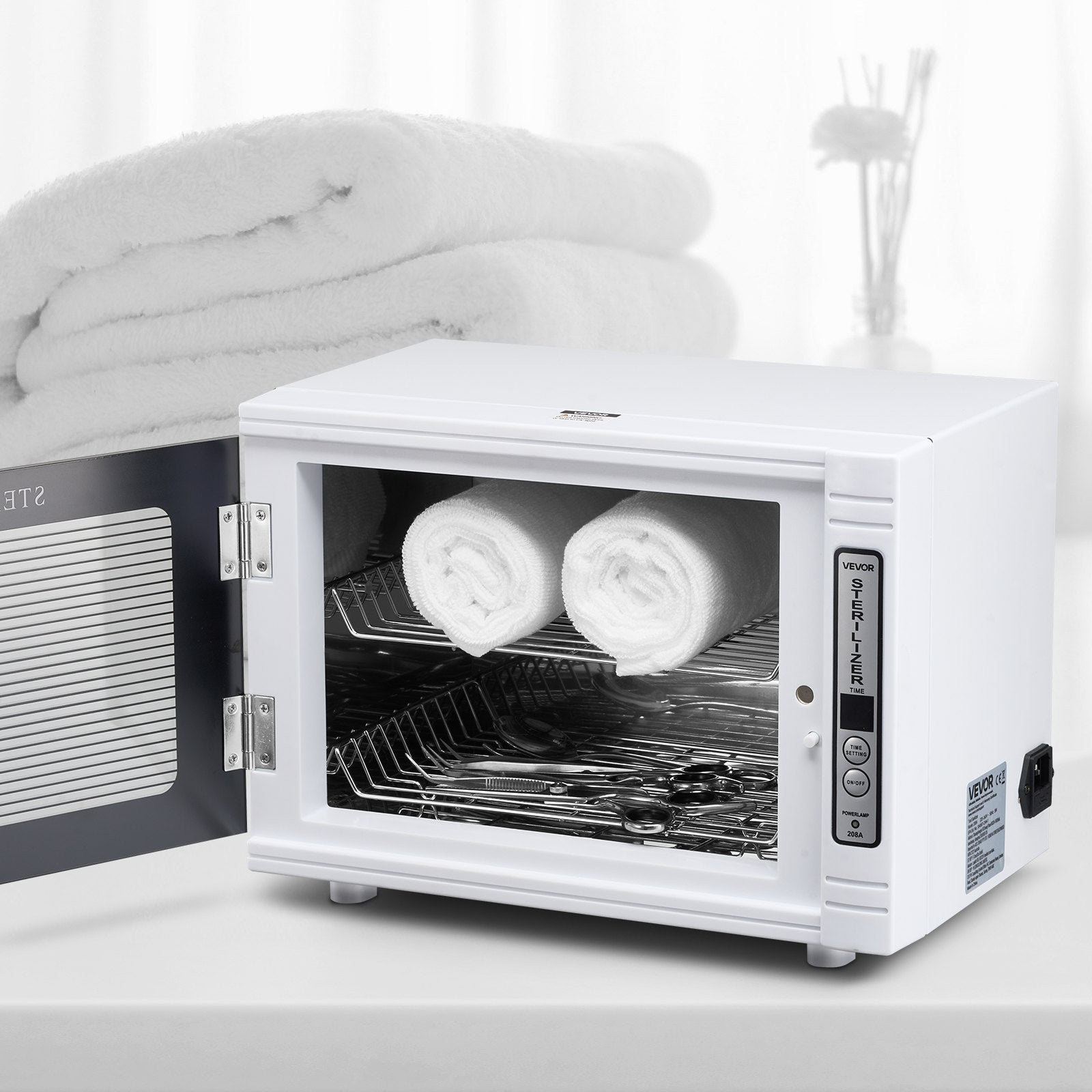 Nail Tool Cleaning Machine 12L Cabinet Cleaner Timer Tempered Glass Door 185nm
