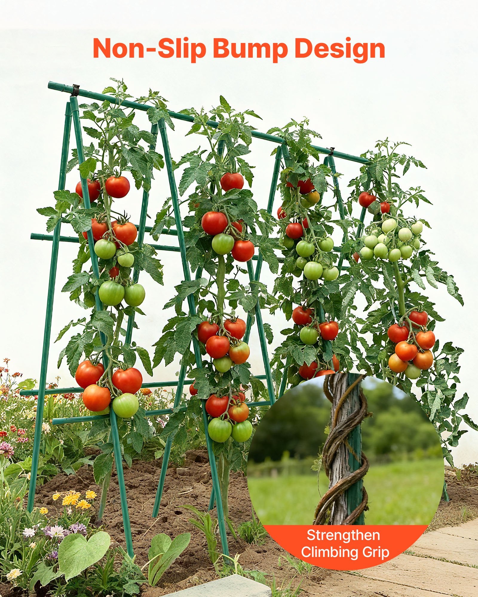 Garden Stakes 50 Pack 1170mm Plastic-Coated Metal Tomato Stakes Pointed Ends