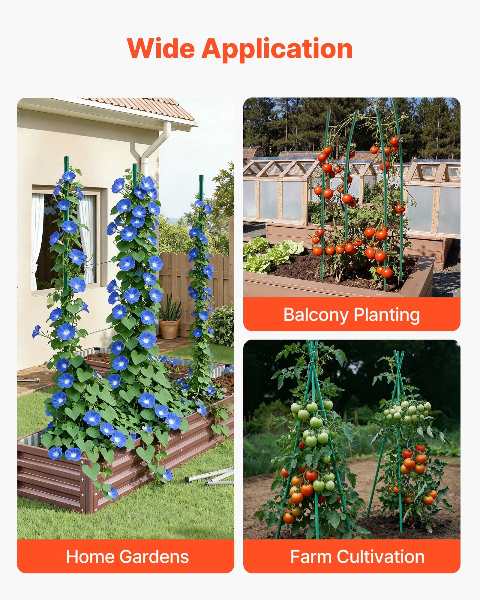 Garden Stakes 25 Pack 1800mm Plastic-Coated Metal Tomato Stakes Pointed Ends