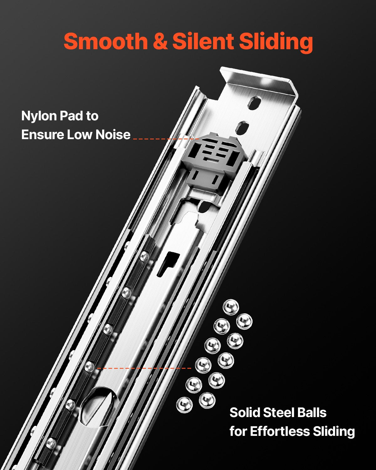 Drawer Slides 1 Pair Full Extension 18-60 Inch 500 LBS BallBearing Locking Rails