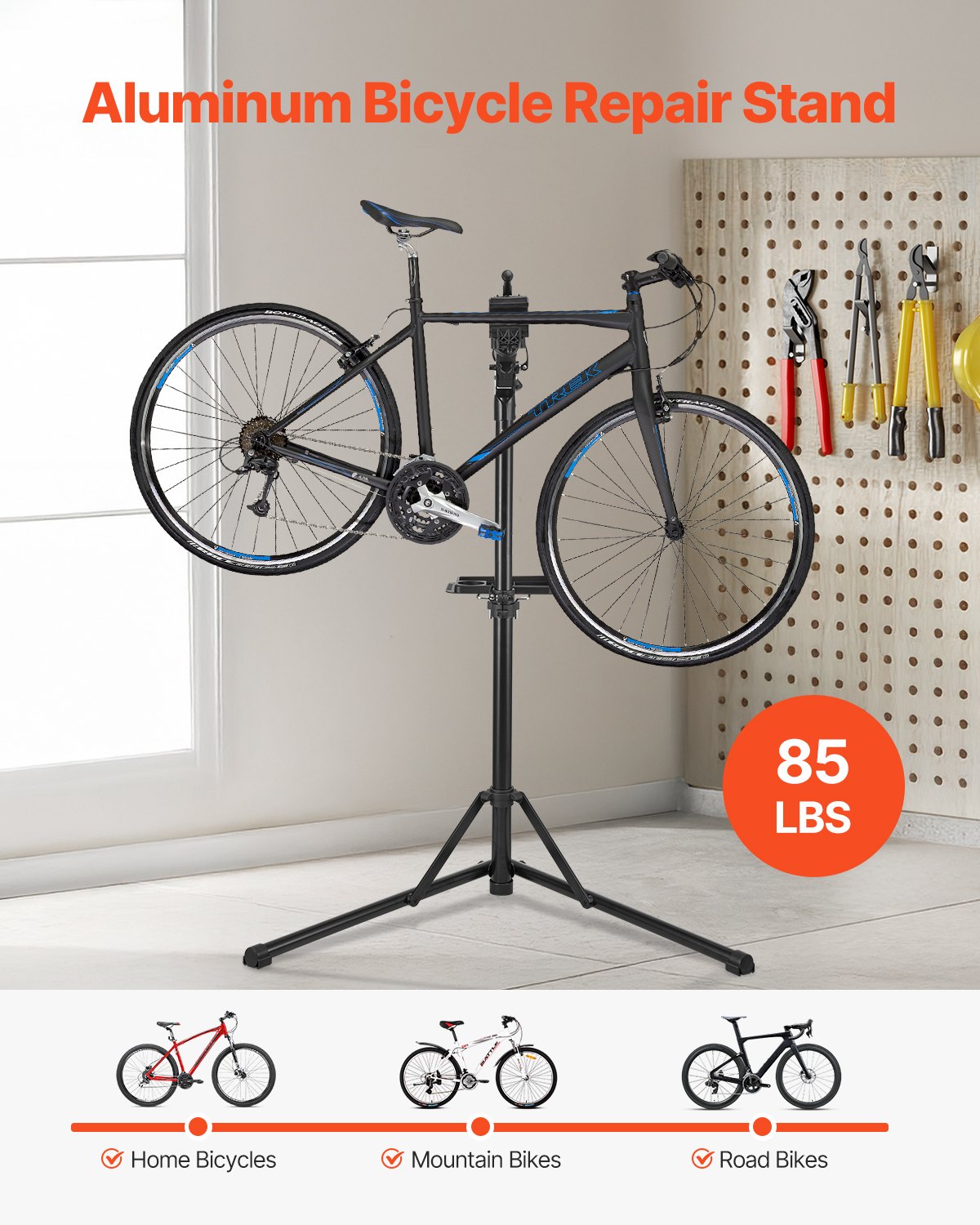 Bike Repair Stand 38.56kg 1035-1630mm Adjustable Foldable Magnetic Tool Tray