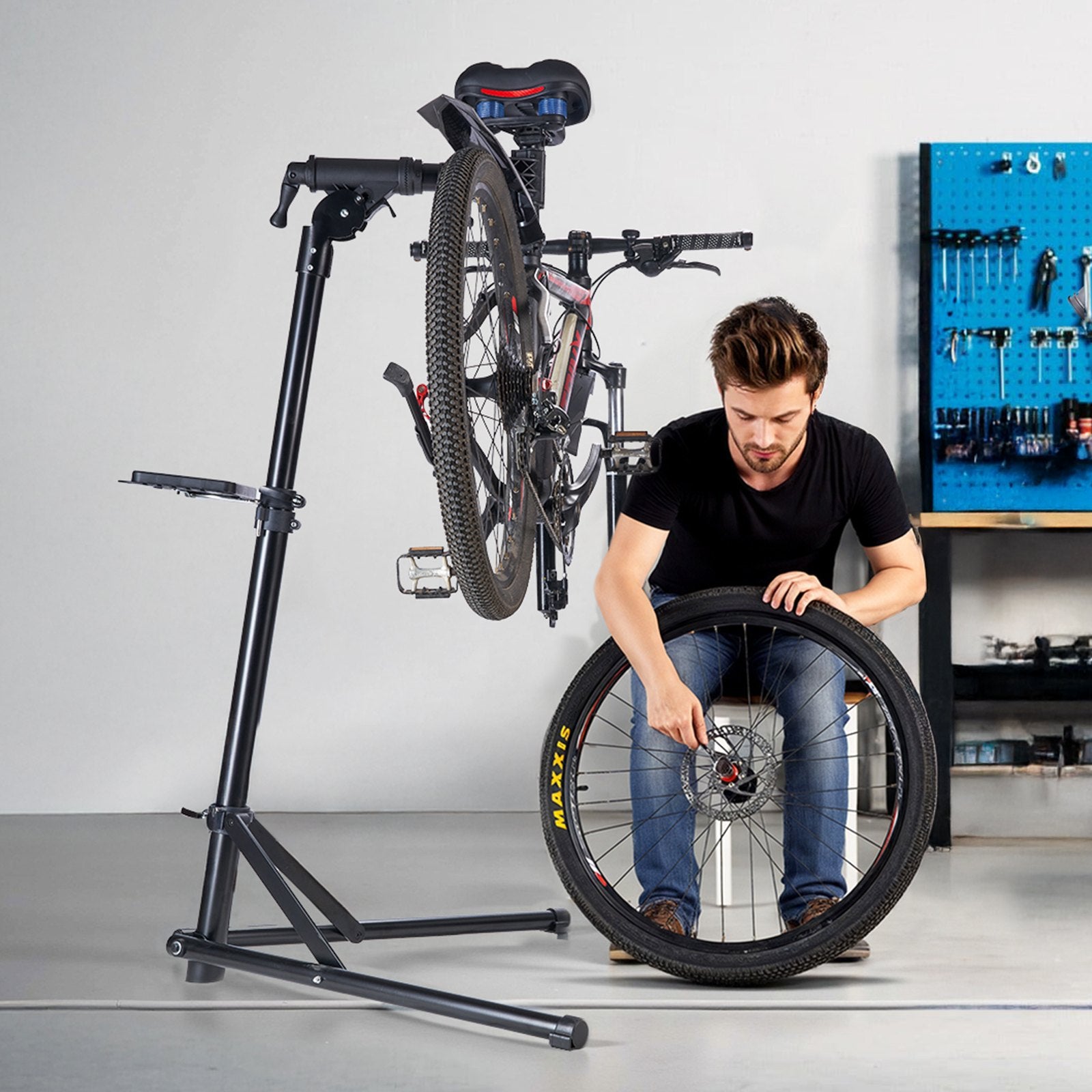 Bike Repair Stand 38.56kg 1035-1630mm Adjustable Foldable Magnetic Tool Tray