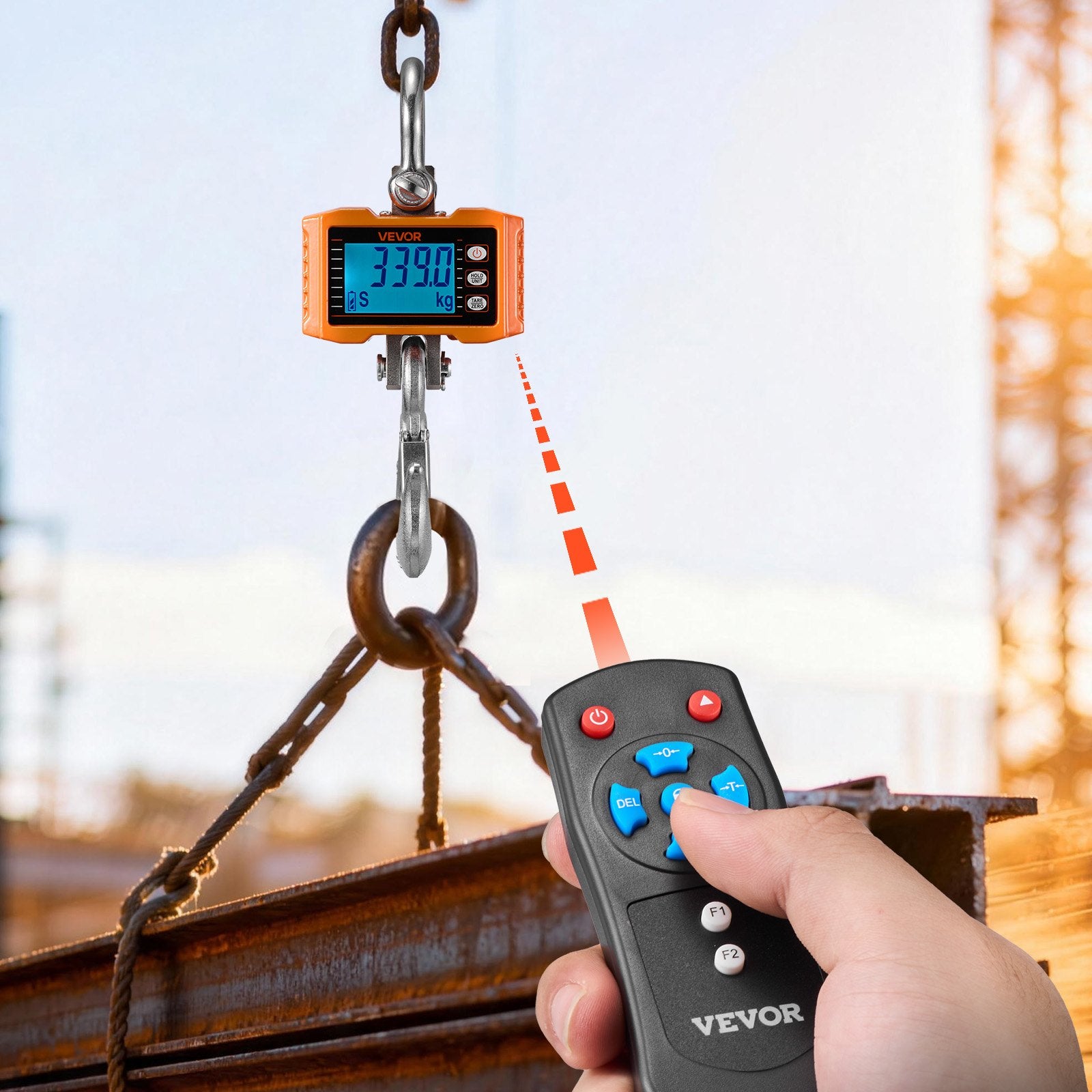 Industrial Digital Crane Scale 2000kg Capacity Hanging LCD Remote Control