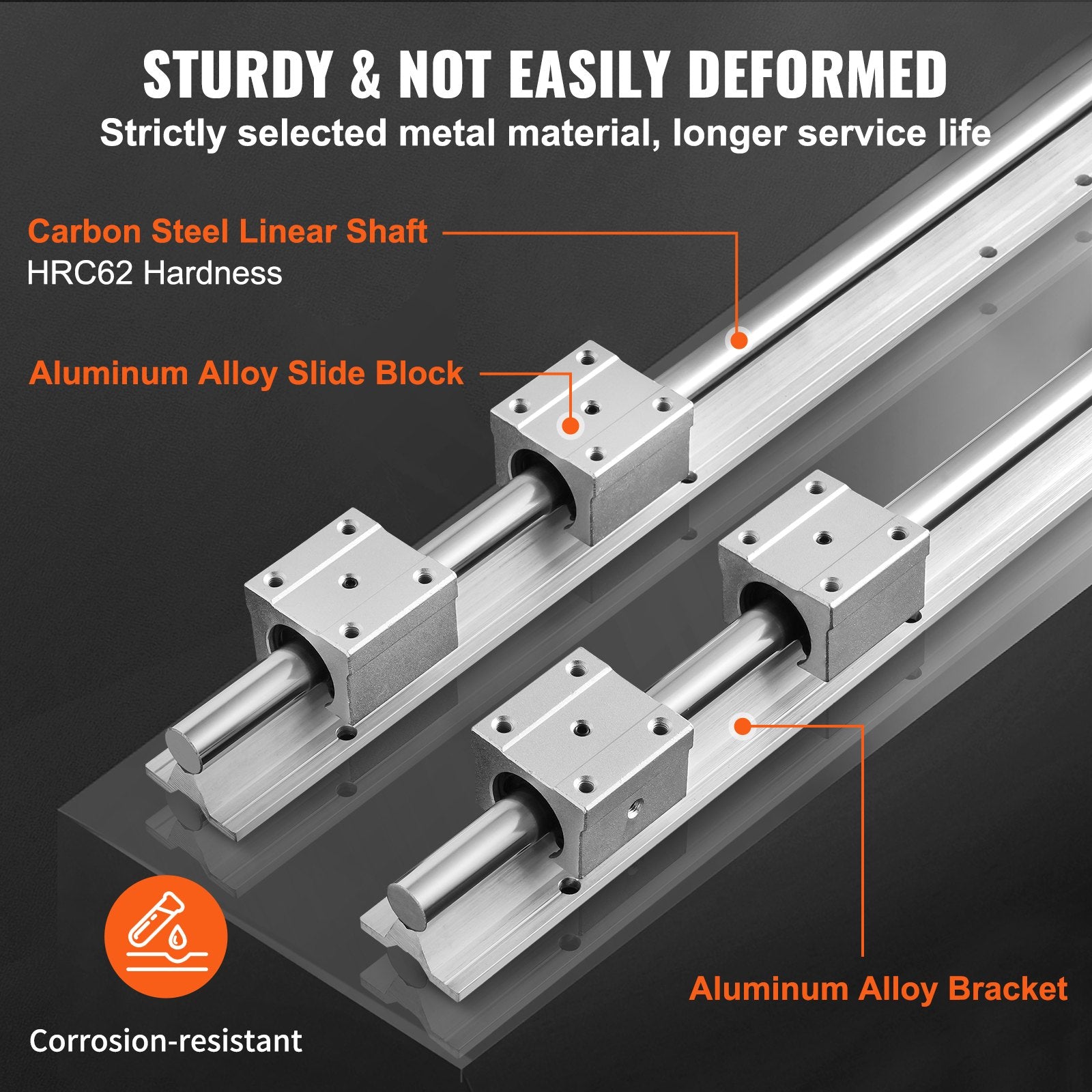 Linear Guide Rail Set SBR20 1000mm 2 Rails 4 SBR20UU Slide Blocks