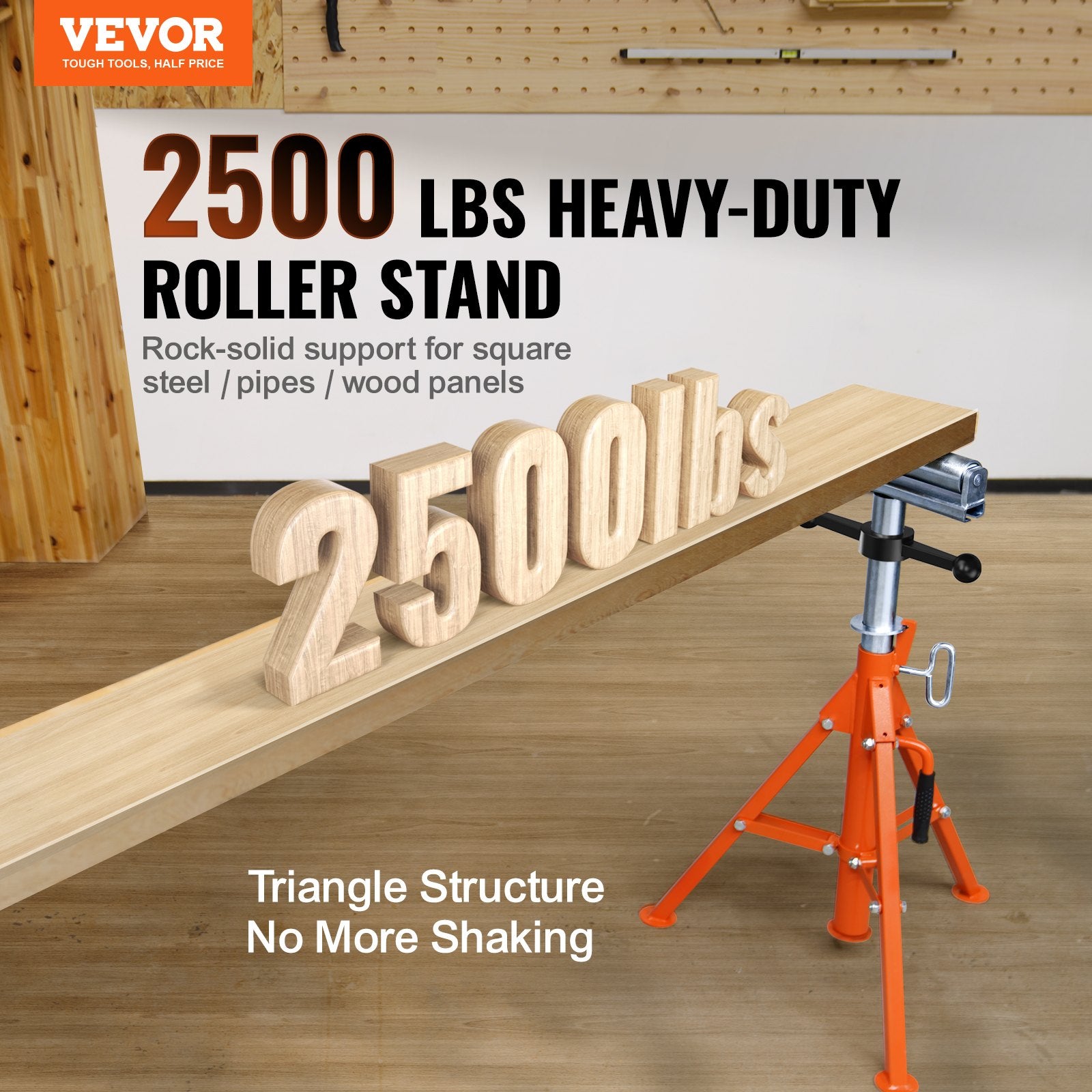 Roller Stand Heavy Duty 1136KG Load 27.6-52in Adjustable 45# Steel Support