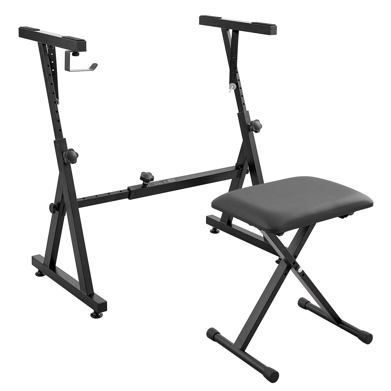 Piano Keyboard Stand and Bench Set Z-Style Heavy-Duty Adjustable for 54-88 Key
