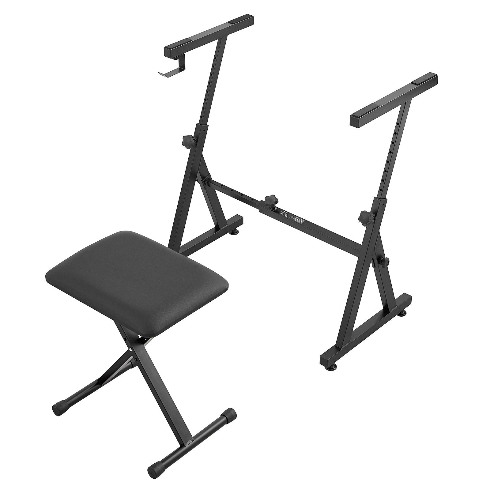 Piano Keyboard Stand and Bench Set Z-Style Heavy-Duty Adjustable for 54-88 Key