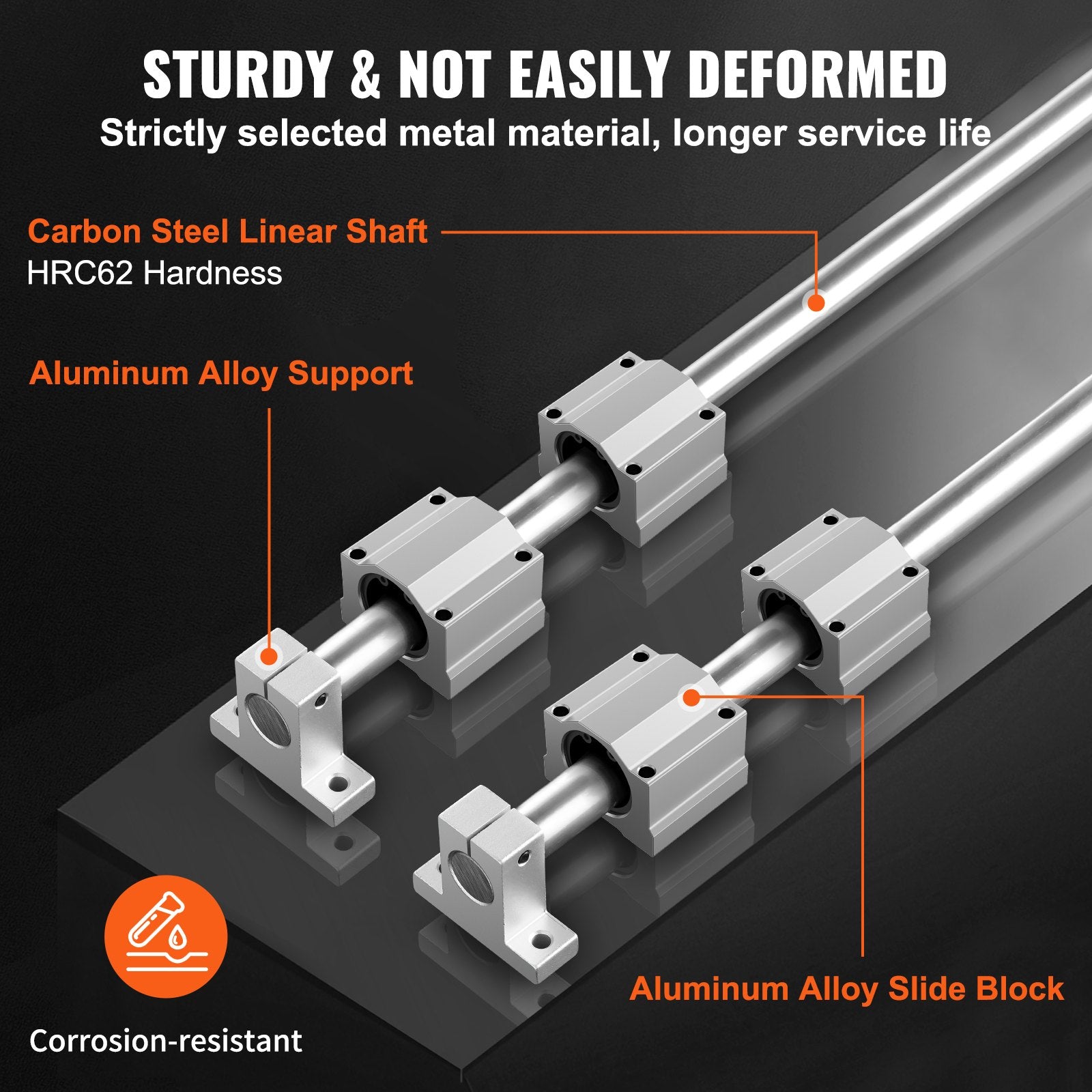 SFC20 Linear Guide Rail Set 1200mm with 4 SC20 Blocks and Rail Supports
