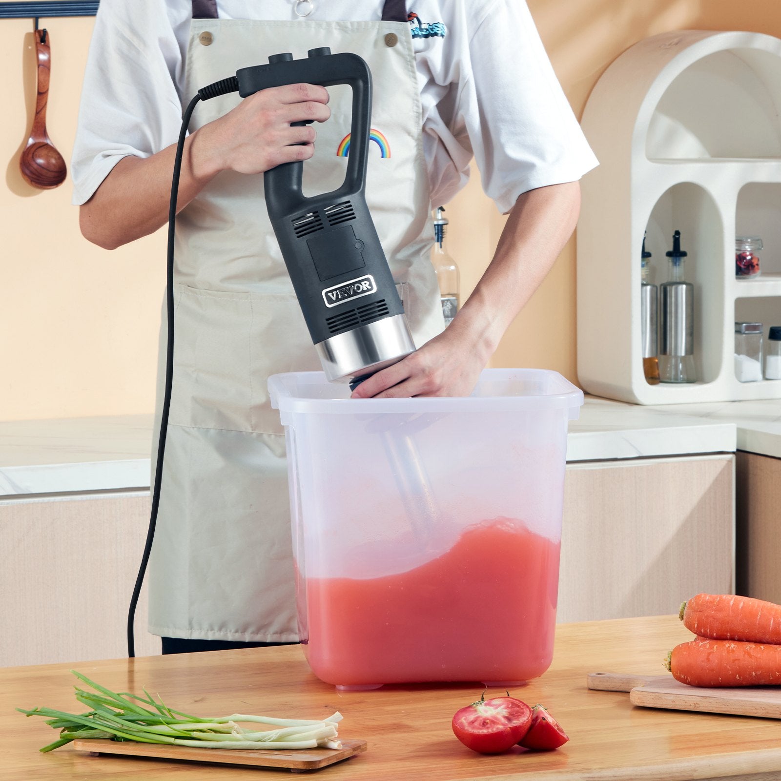 Commercial Immersion Blender 500W Variable Speed Hand Mixer 304 Stainless Blade