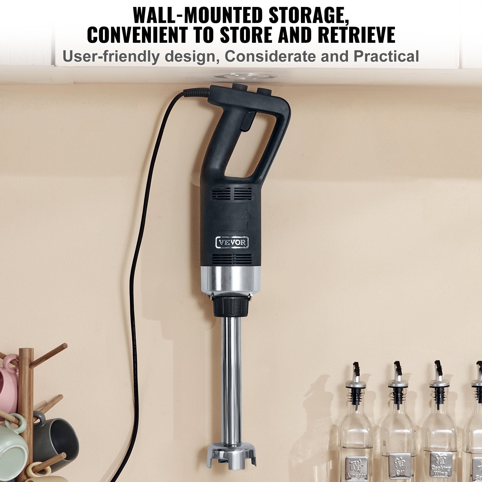 Commercial Immersion Blender 750W 12" Variable Speed Hand Mixer 304 Stainless