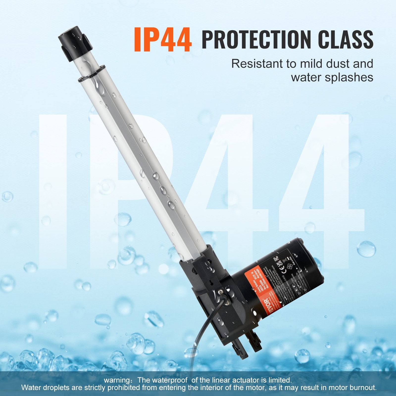 Linear Actuator 12V 10" 1320lbs/6000N 0.19"/s with Mounting Bracket IP44