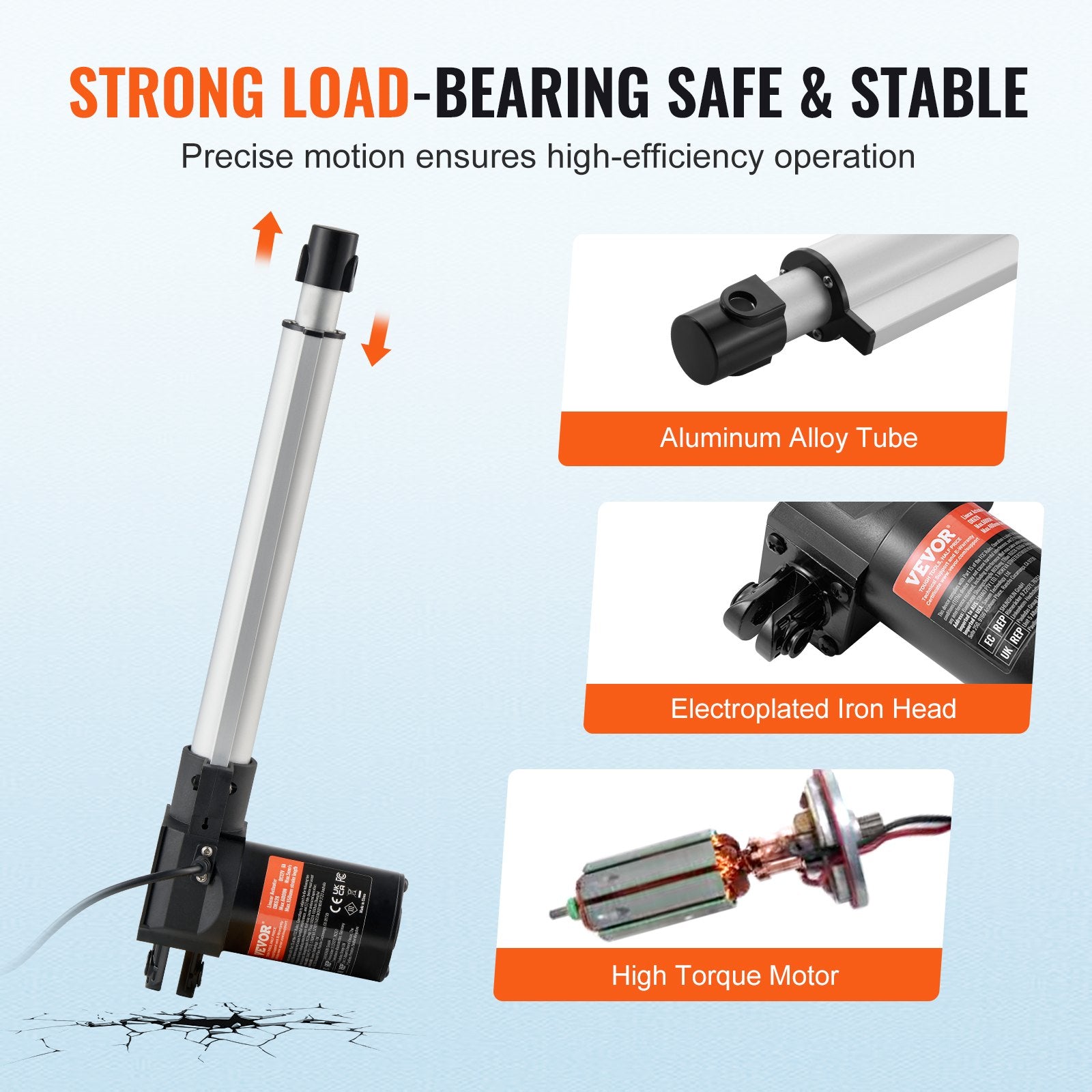 Linear Actuator 12V 10" 1320lbs/6000N 0.19"/s with Mounting Bracket IP44