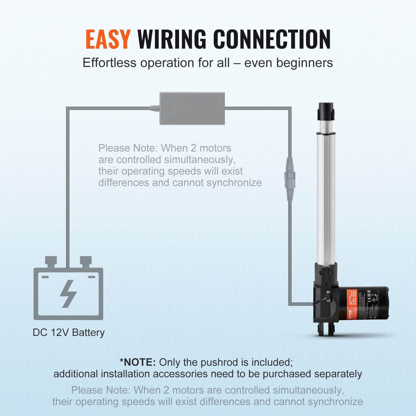 Linear Actuator 12V 10" 1320lbs/6000N 0.19"/s with Mounting Bracket IP44