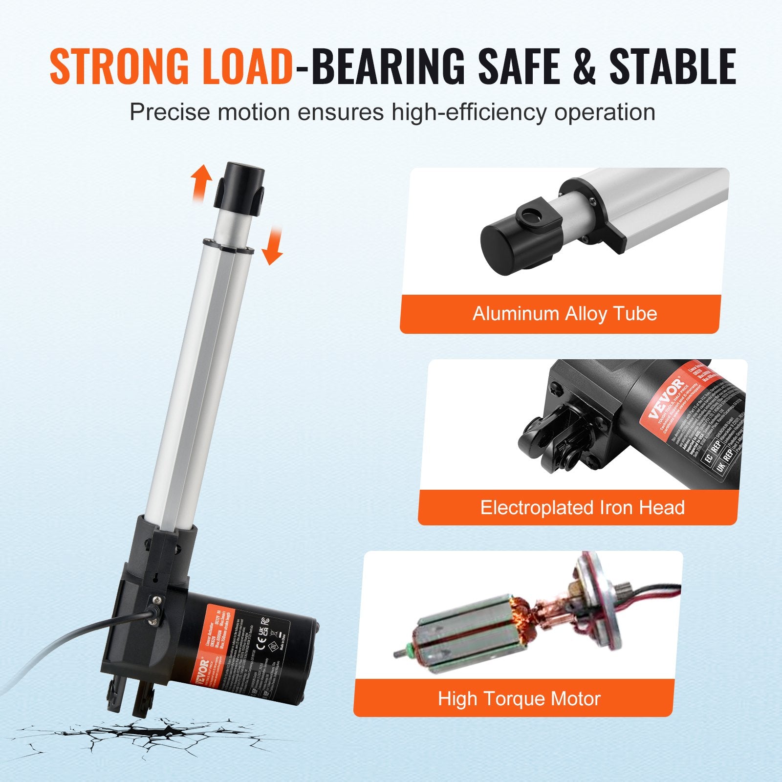 12V Linear Actuator 8 Inch Heavy Duty 6000N with Bracket IP44