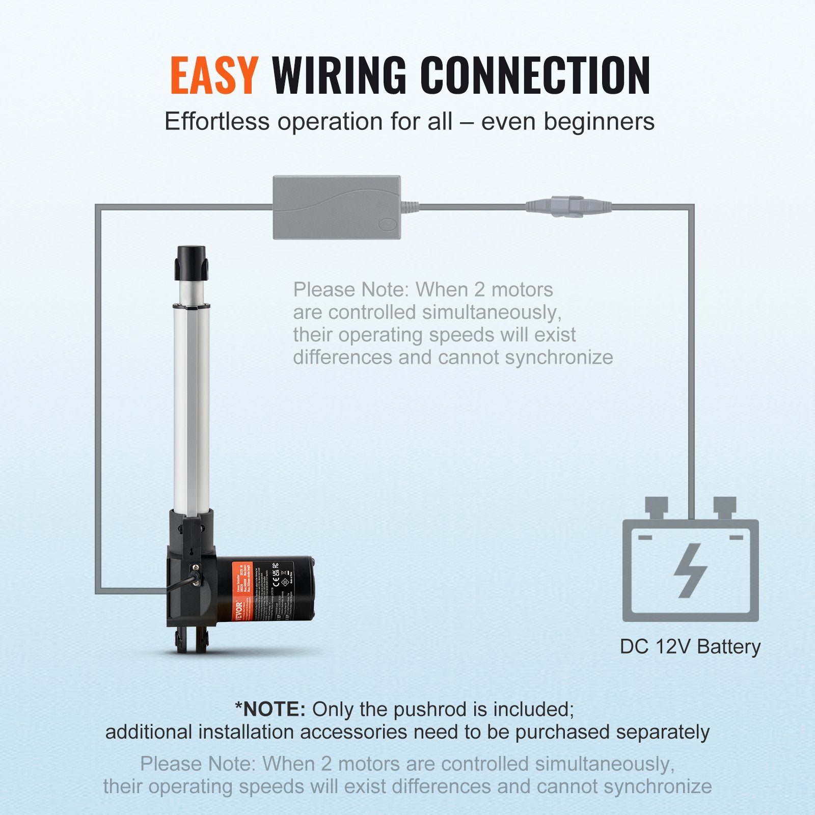 12V Linear Actuator 8 Inch Heavy Duty 6000N with Bracket IP44