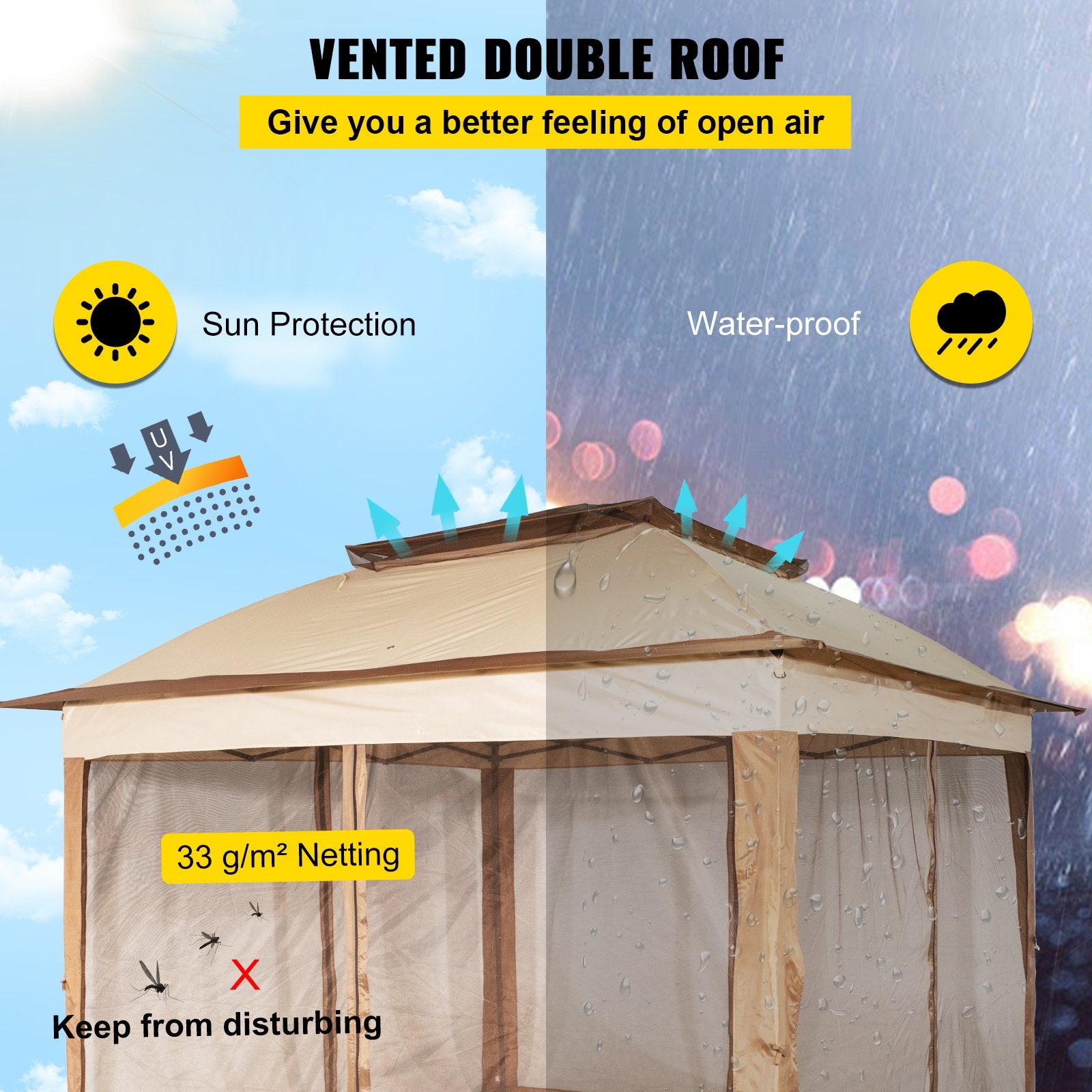 Canopy Gazebo Tent Outdoor 11x11 Portable Shelter Shade Backyard Patio Garden