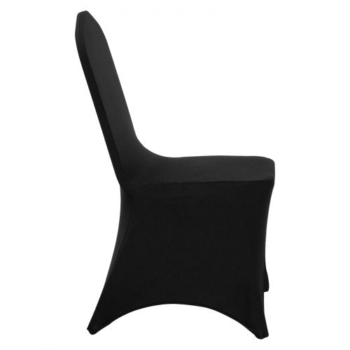 50 PCS Black Stretch Chair Covers Polyester Fitted for Wedding Party Banquet
