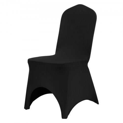 50 PCS Black Stretch Chair Covers Polyester Fitted for Wedding Party Banquet