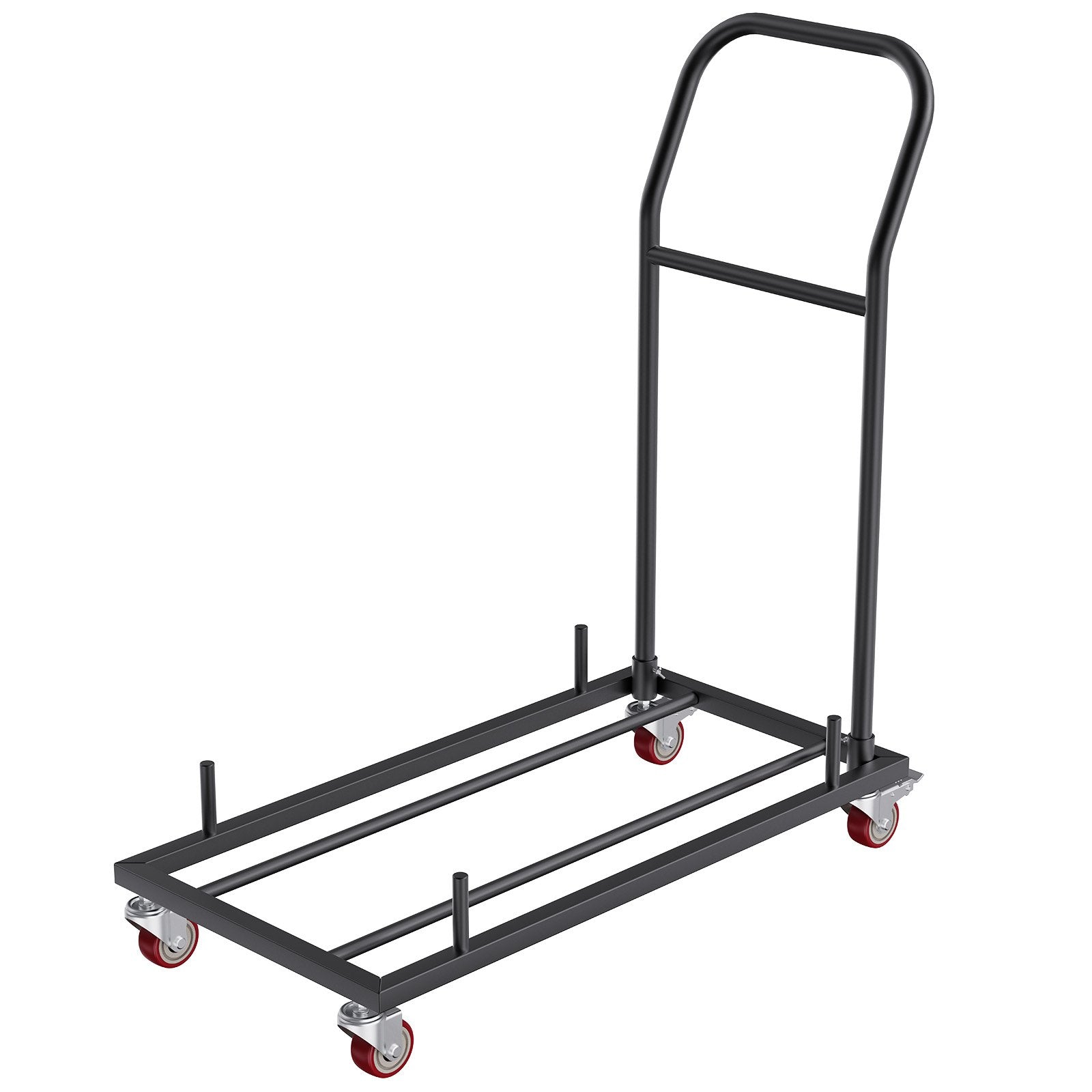 Folding Dolly Iron Commercial Cart 12 Chair Capacity with 4 Casters Black