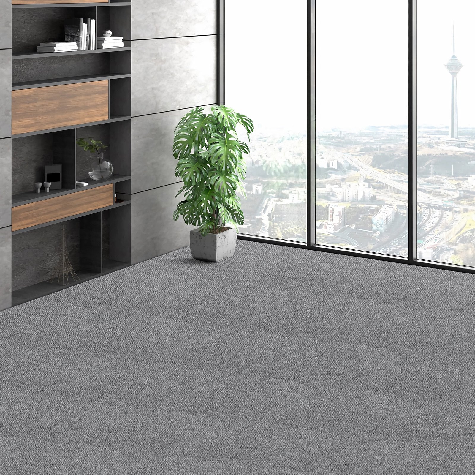 Carpet Tiles Peel Stick 24x24" Self-Adhesive 9 Tiles Light Gray Indoor Outdoor