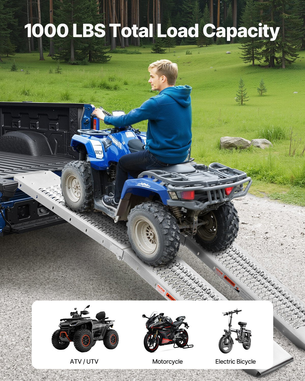 Steel Ramps 1000 lbs 2-Pack Heavy-Duty Wider Surface Universal Loading Ramp