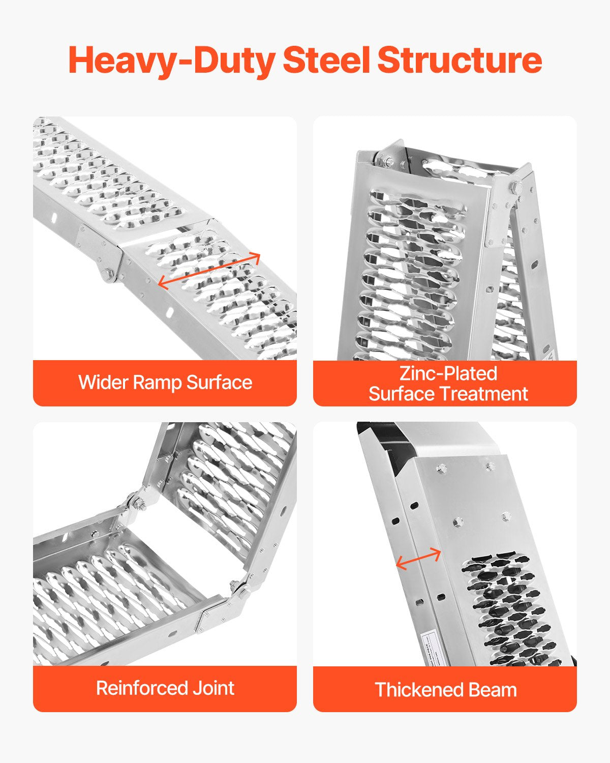 Steel Ramps 1000 lbs 2-Pack Heavy-Duty Wider Surface Universal Loading Ramp
