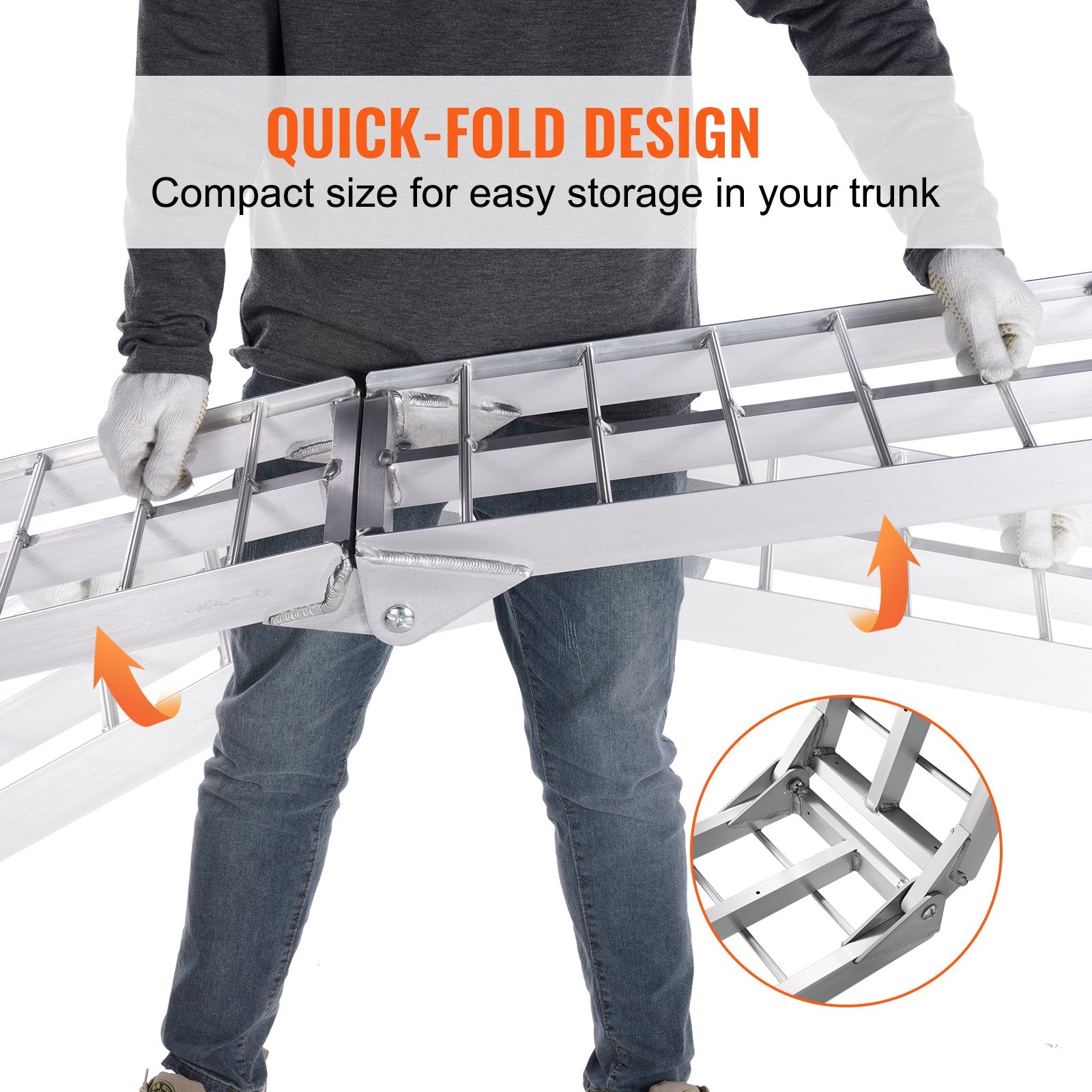 Motorcycle Ramps 340kg Folding Loading Ramp Straps Truck Trailer 2260x305mm