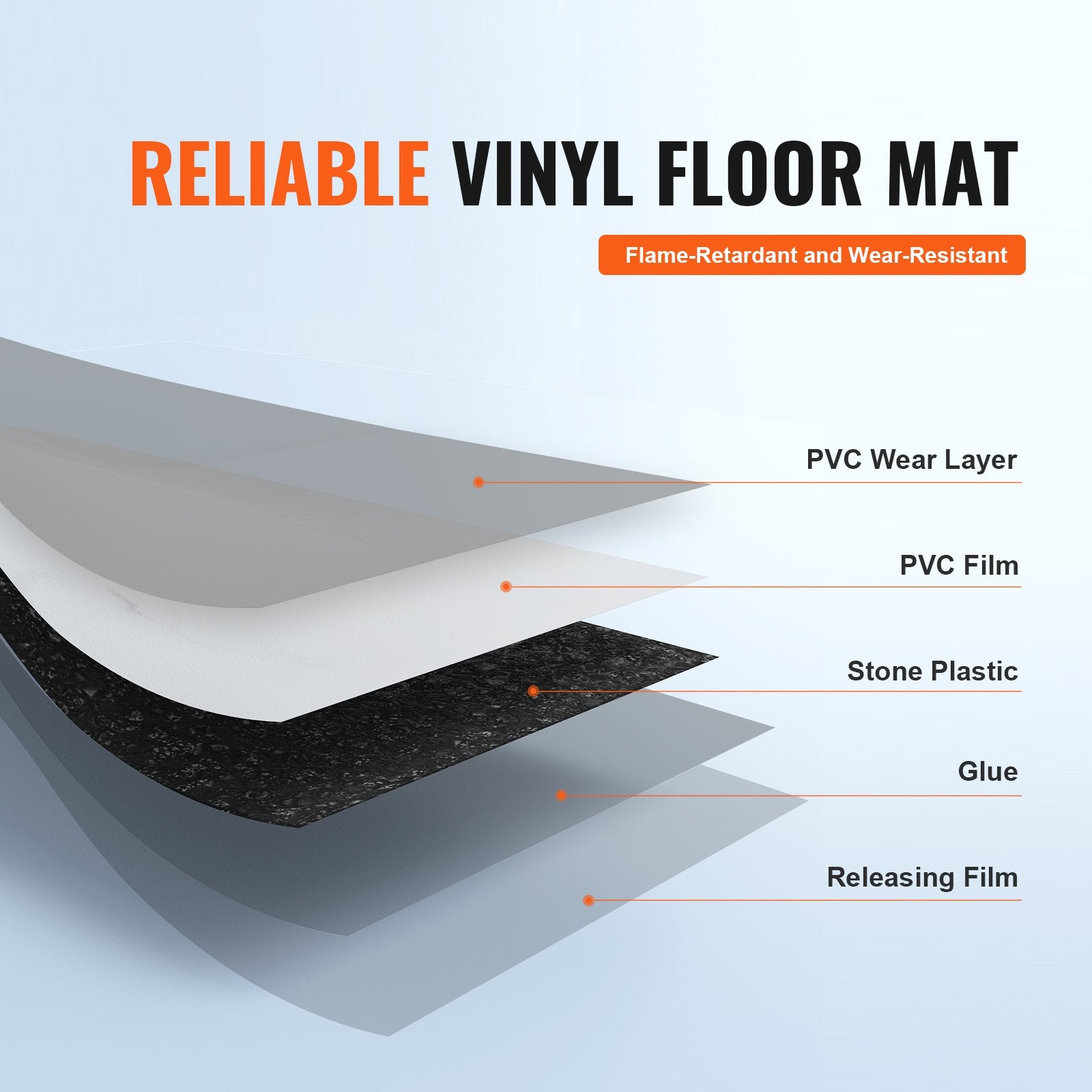 Self-Adhesive Vinyl Floor Tiles 12x12in 50PCS 1.5mm Peel & Stick White Marble