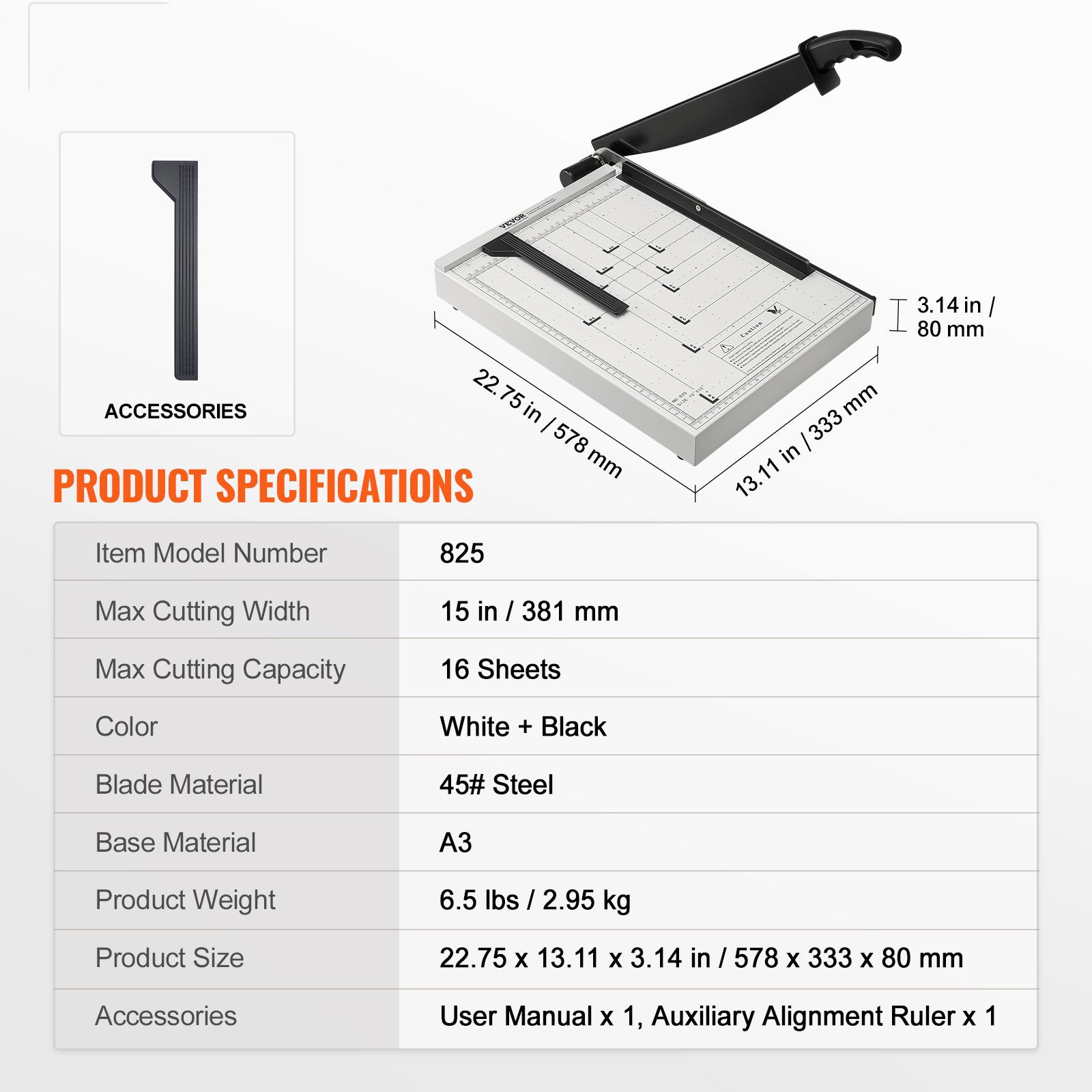 Guillotine Paper Cutter 381 mm Cut Length 16 Sheet Capacity GuardLock