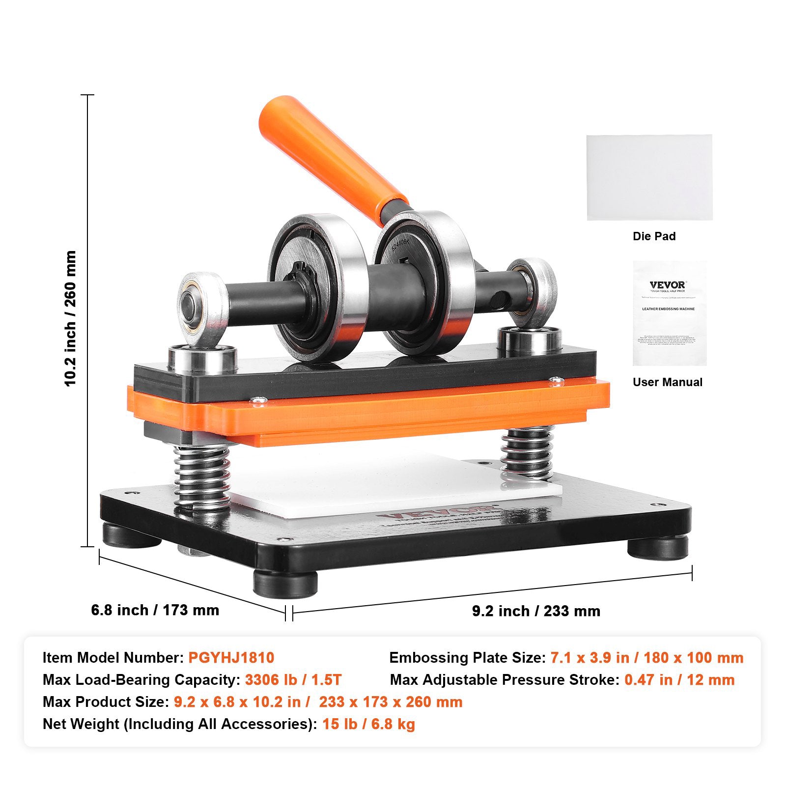Leather Cutting Machine 7.1x3.9in Manual Die Cutter Dual Guide Shafts