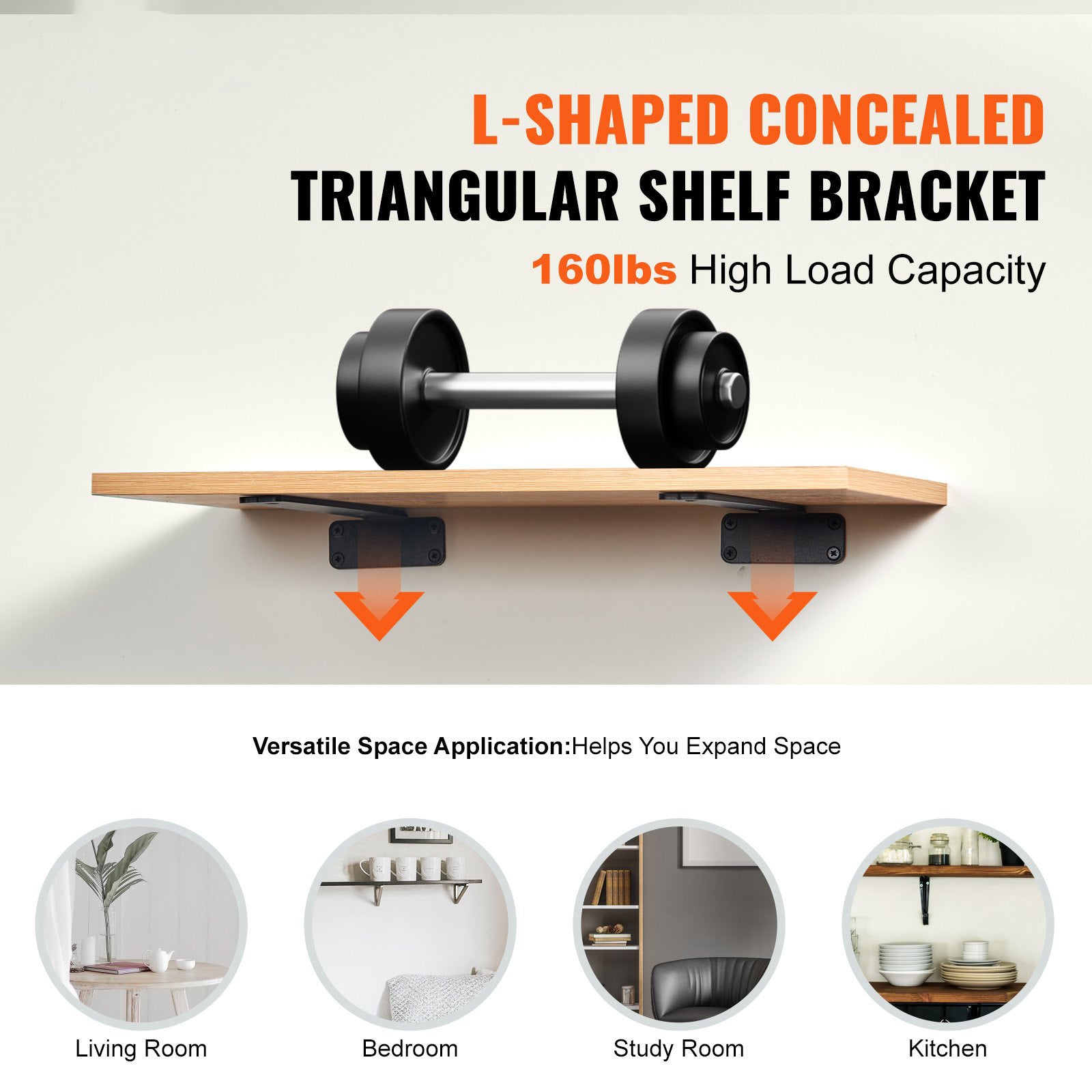 Shelf Brackets 16x10x4.5cm 6PCS Heavy Duty L Steel Brackets Matte Black